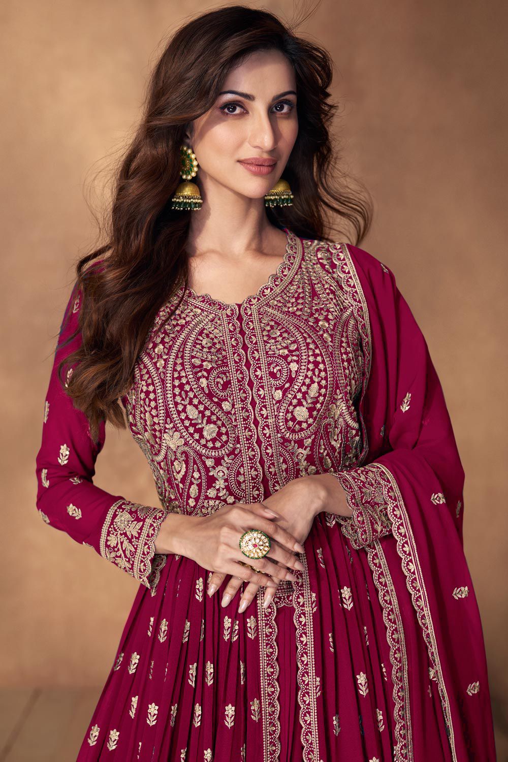 Party Wear Georgette Embroidered Long Anarkali Stitched Suit