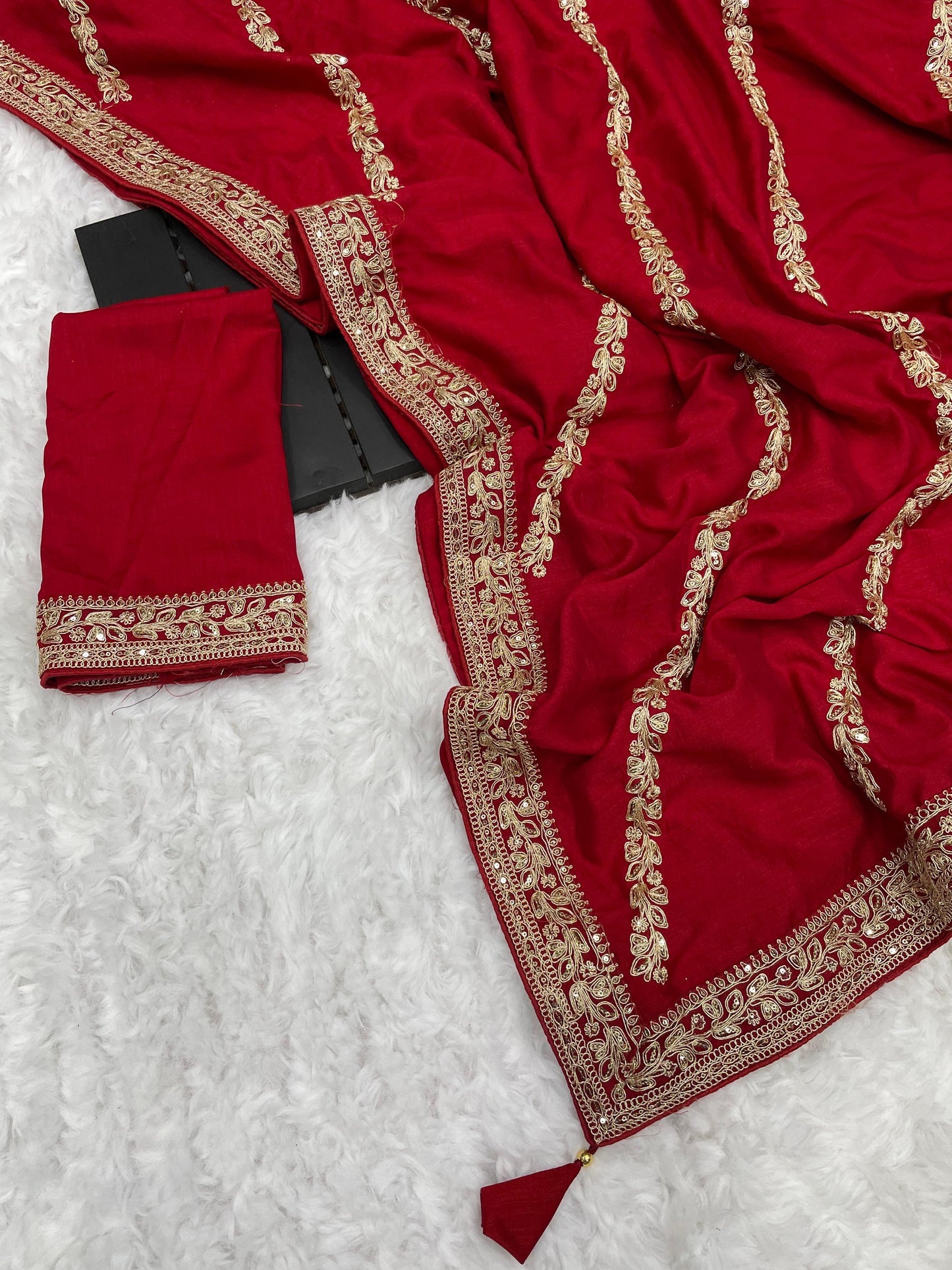 Wedding Wear Vichitra Silk Coding Work Border Saree in Many Colors