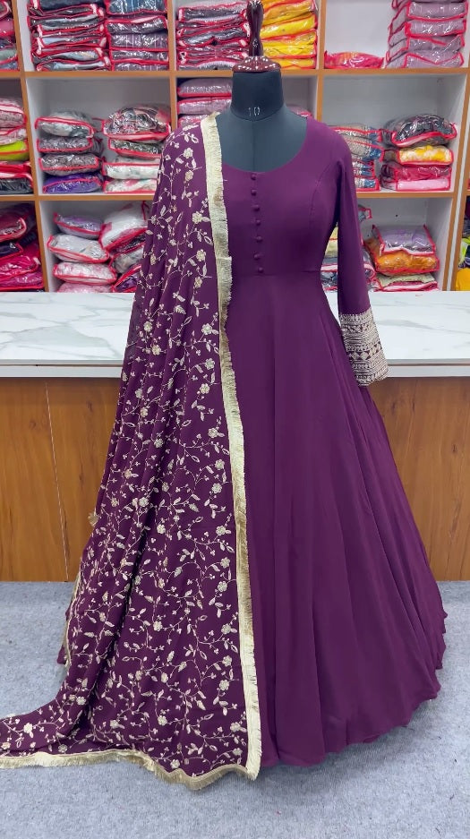 Party Wear Pure Georgette Ready to Wear Stitched Gown with Dupatta
