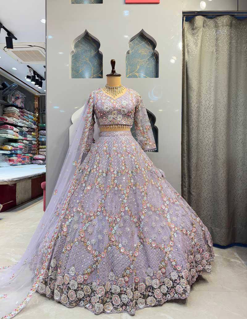 Wedding And Party Wear Heavy Embroidered with Multicolor Floral Sequin Lehenga Closet Wedding And Party Wear Heavy Embroidered with Multicolor Floral Sequin Lehenga Closet