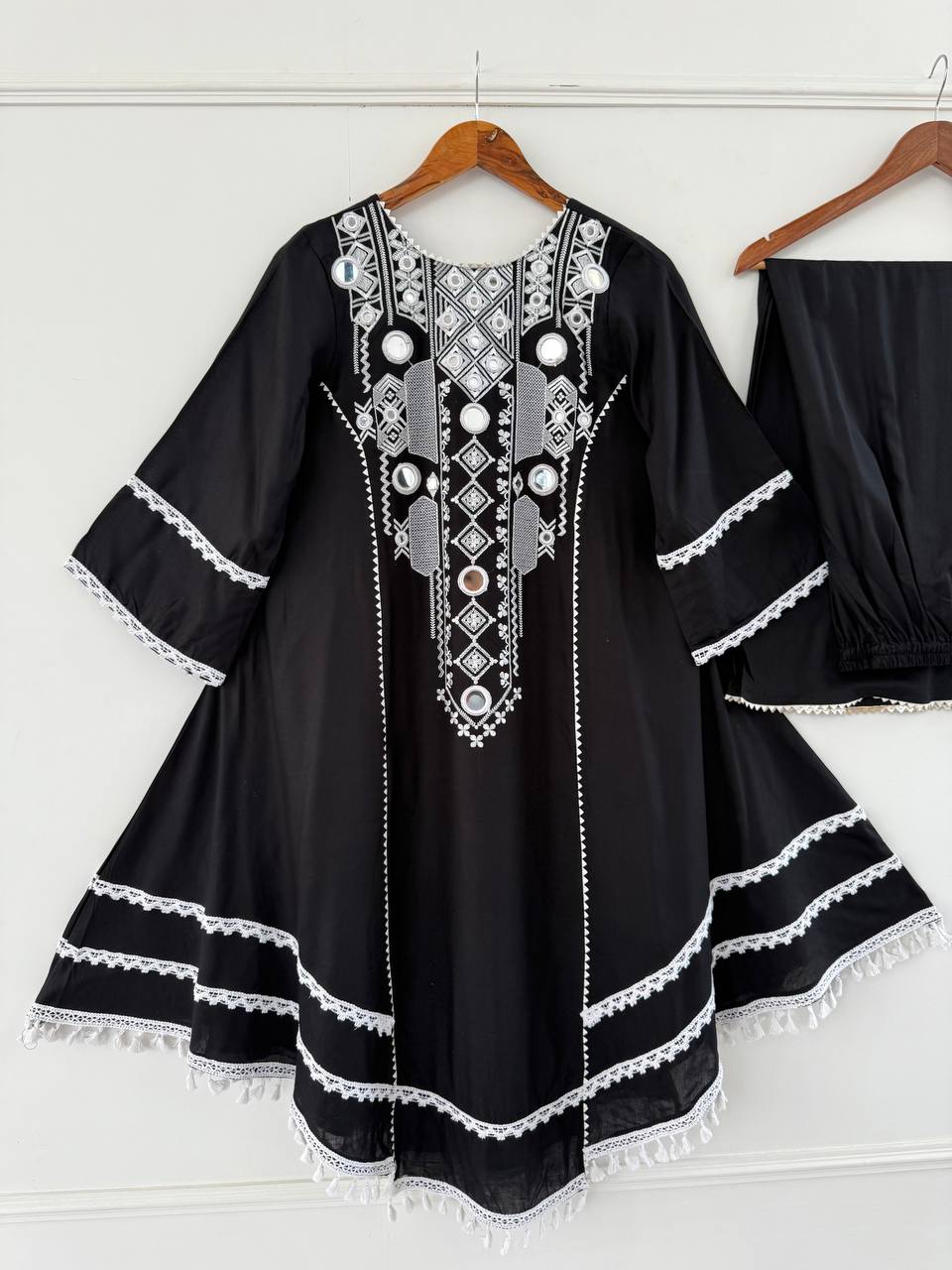 Western Wear Embroidered or Mirror Work Kurti Palazzo Set