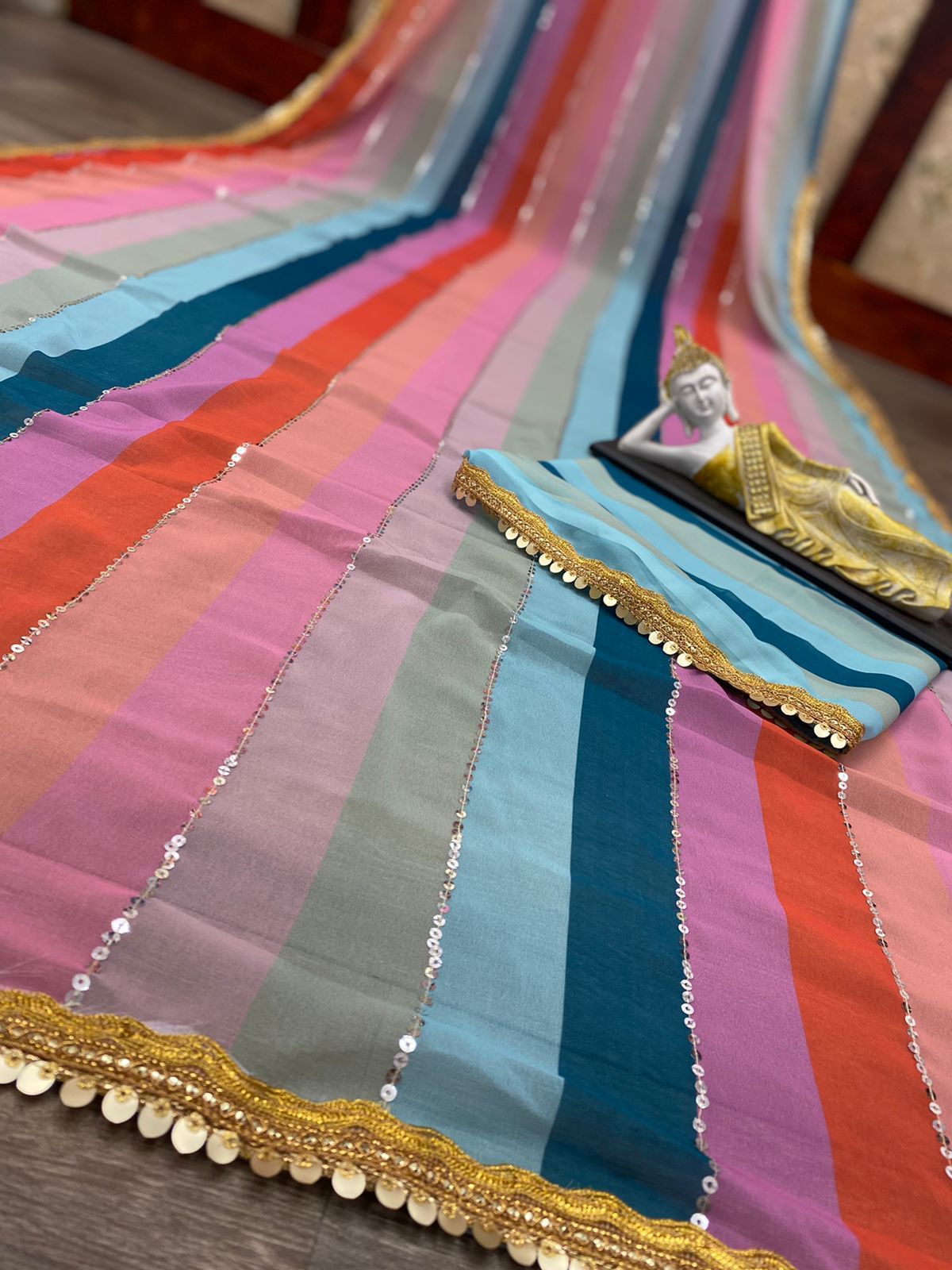 Wedding Wear Georgette Colorfull Saree Blouse