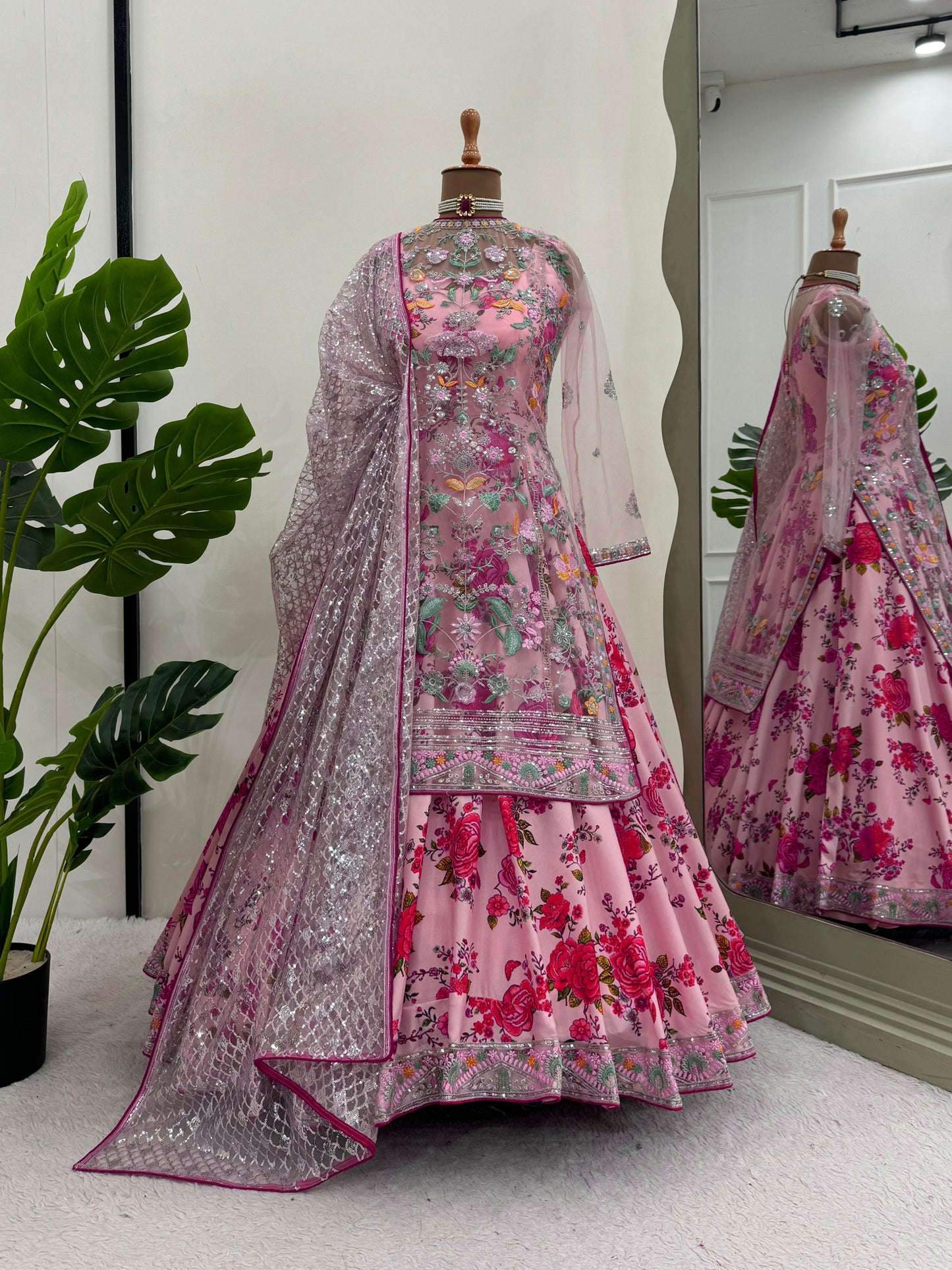 Party Wear Skyblue Soft Georgette Embroidered Work Readymade Gown