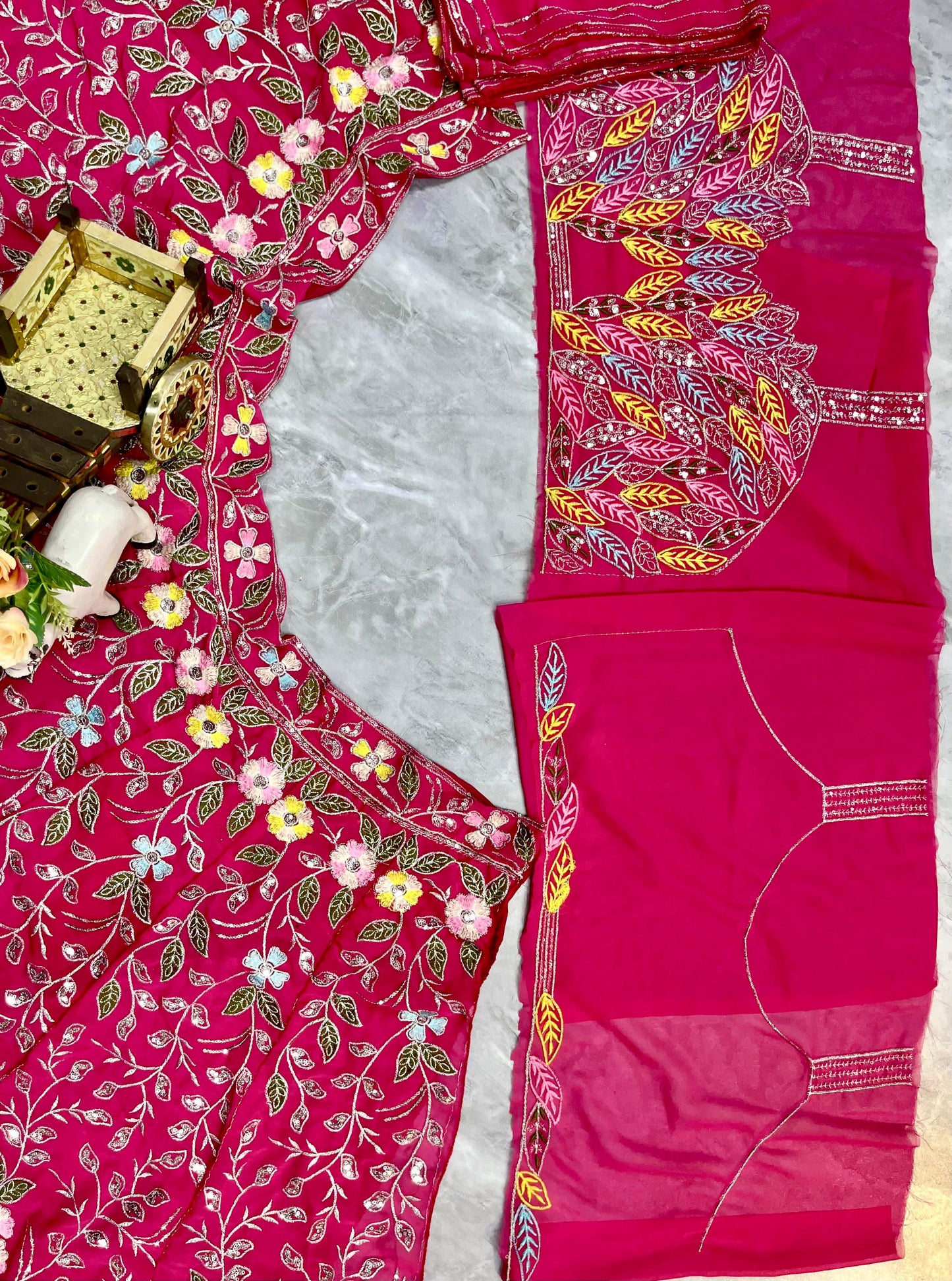 Pink Color Georgette Embroidered Lehenga Choli