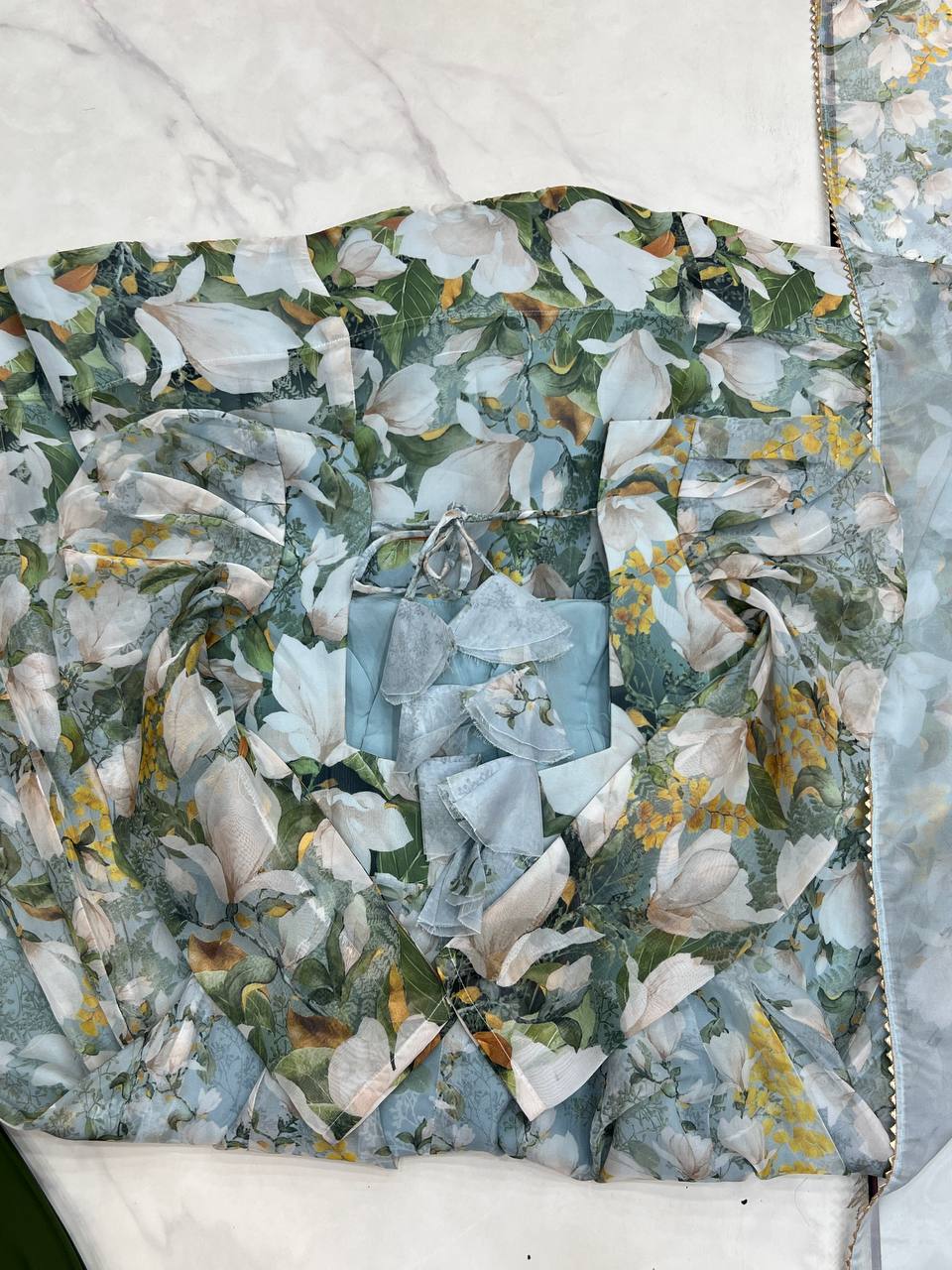 Floral Printed Organza Anarkali Fully Stiched Gown