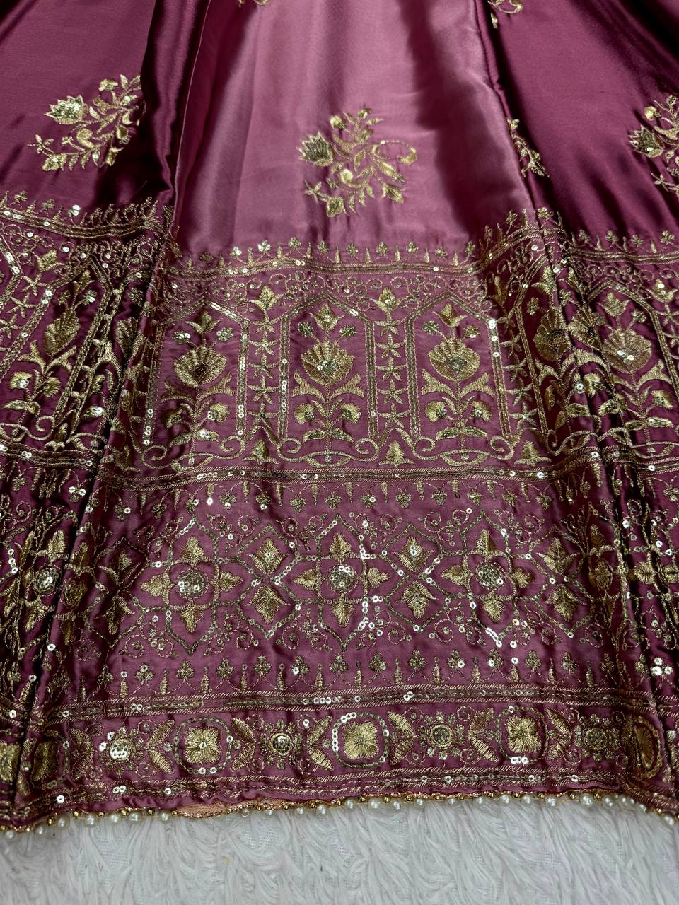Occasion Wear Japan Satin Thread with Sequence Work Gown With Dupatta