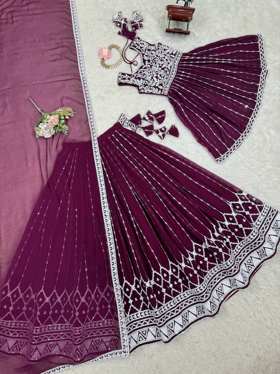 Letest Designer Foux Georgette Lehenga Top Full Stiched