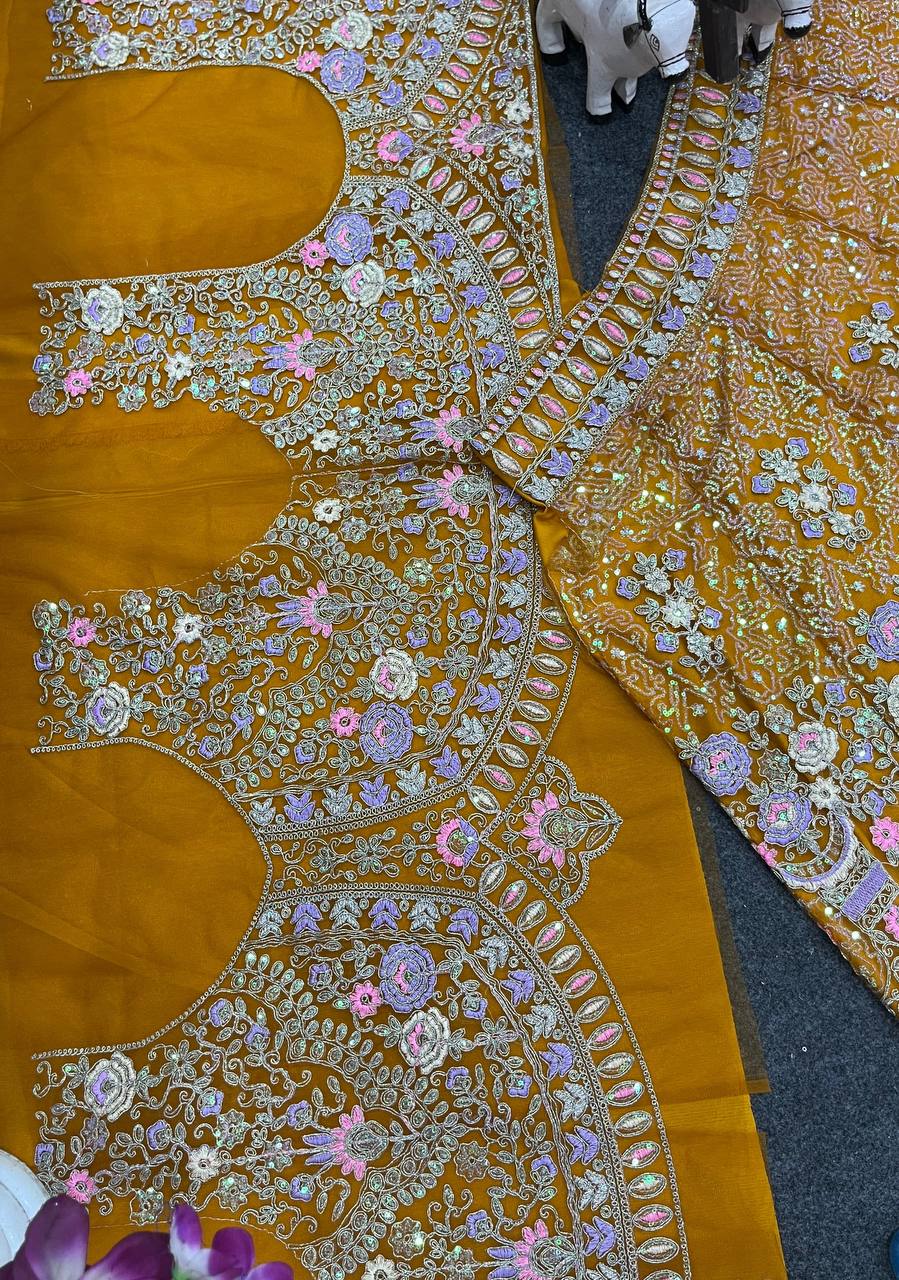 Sky Color Soft Net Coding Embroidered Work Peacock Design Lehenga Choli