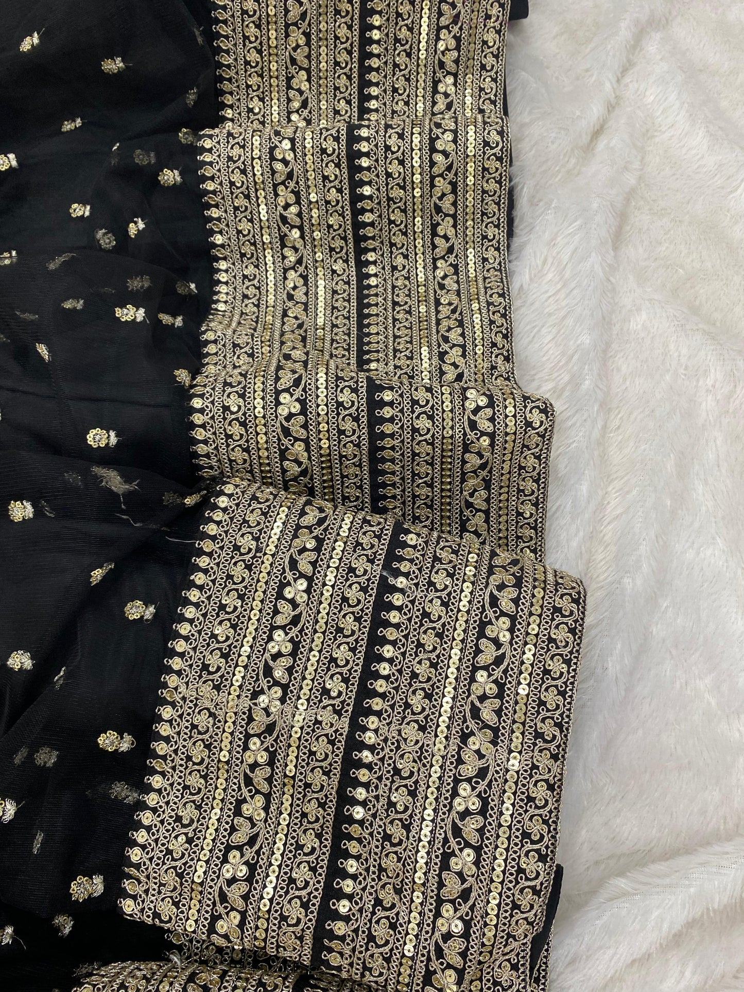 Black Soft Net Sequence Work Lehenga Choli