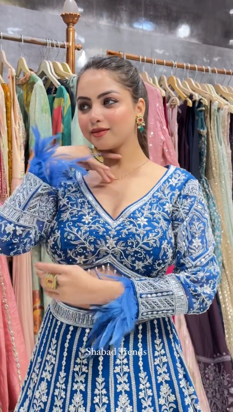 Blue Color Georgette Coding Embroidered Work Lehenga Choli
