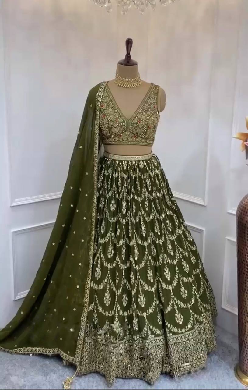 Party Wear Georgette Sequence Work Lehenga Choli