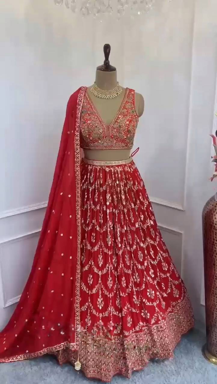 Party Wear Georgette Sequence Work Lehenga Choli