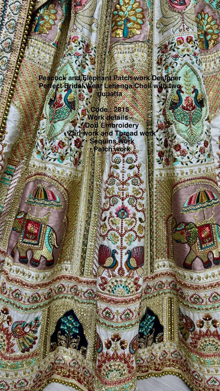 Grand Bridal Look – Silk Lehenga Choli with Codding Embroidery & Two Dupattas