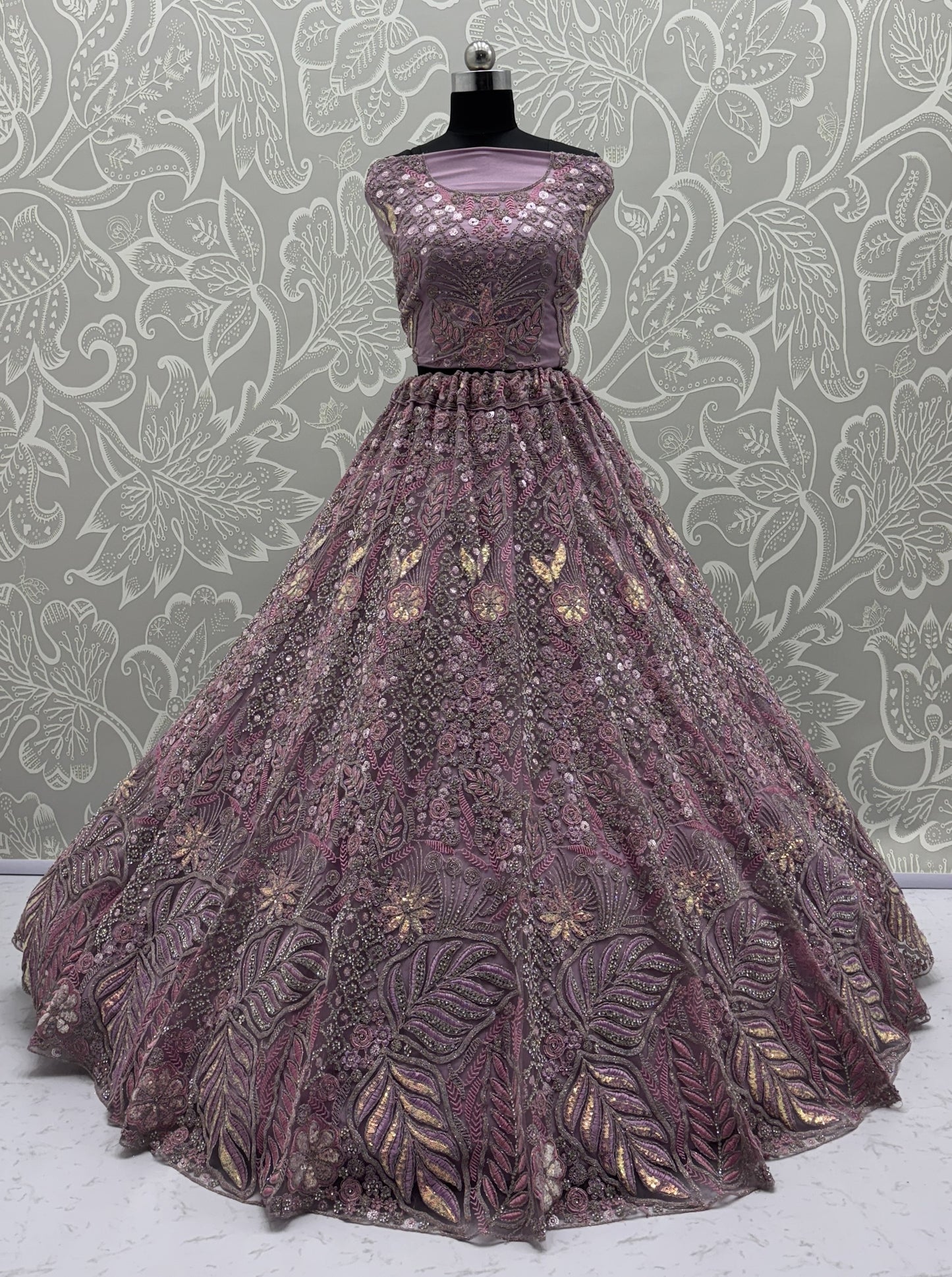Onion Color Soft Net Bridal Wear Lehenga Choli