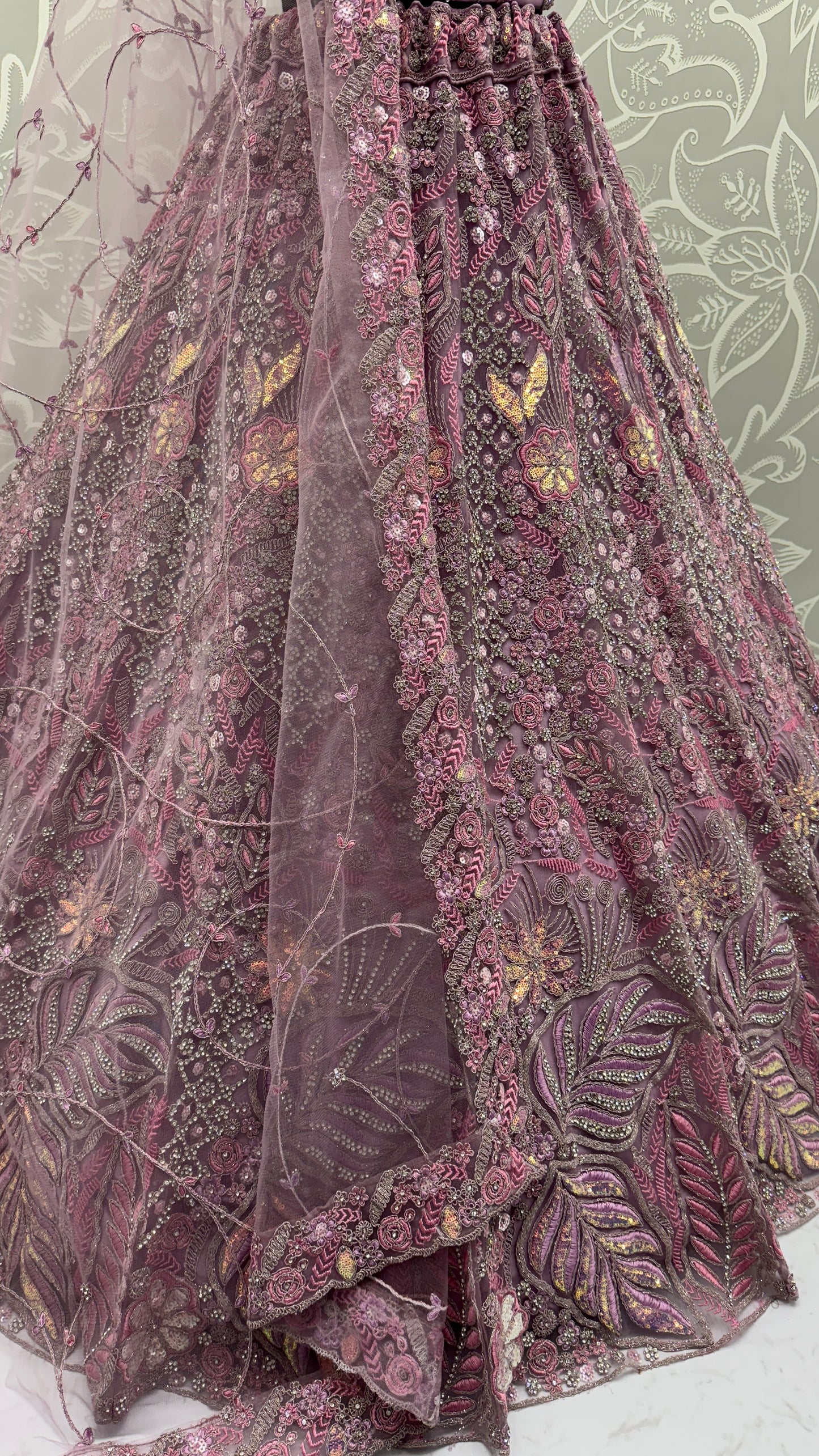Onion Color Soft Net Bridal Wear Lehenga Choli