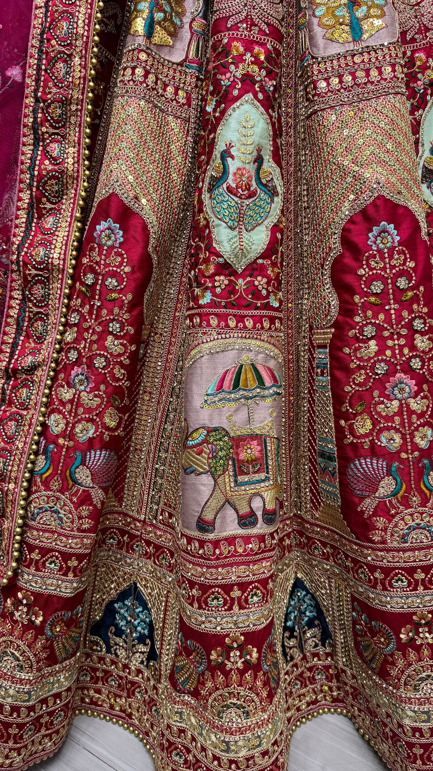 Grand Bridal Look – Silk Lehenga Choli with Codding Embroidery & Two Dupattas