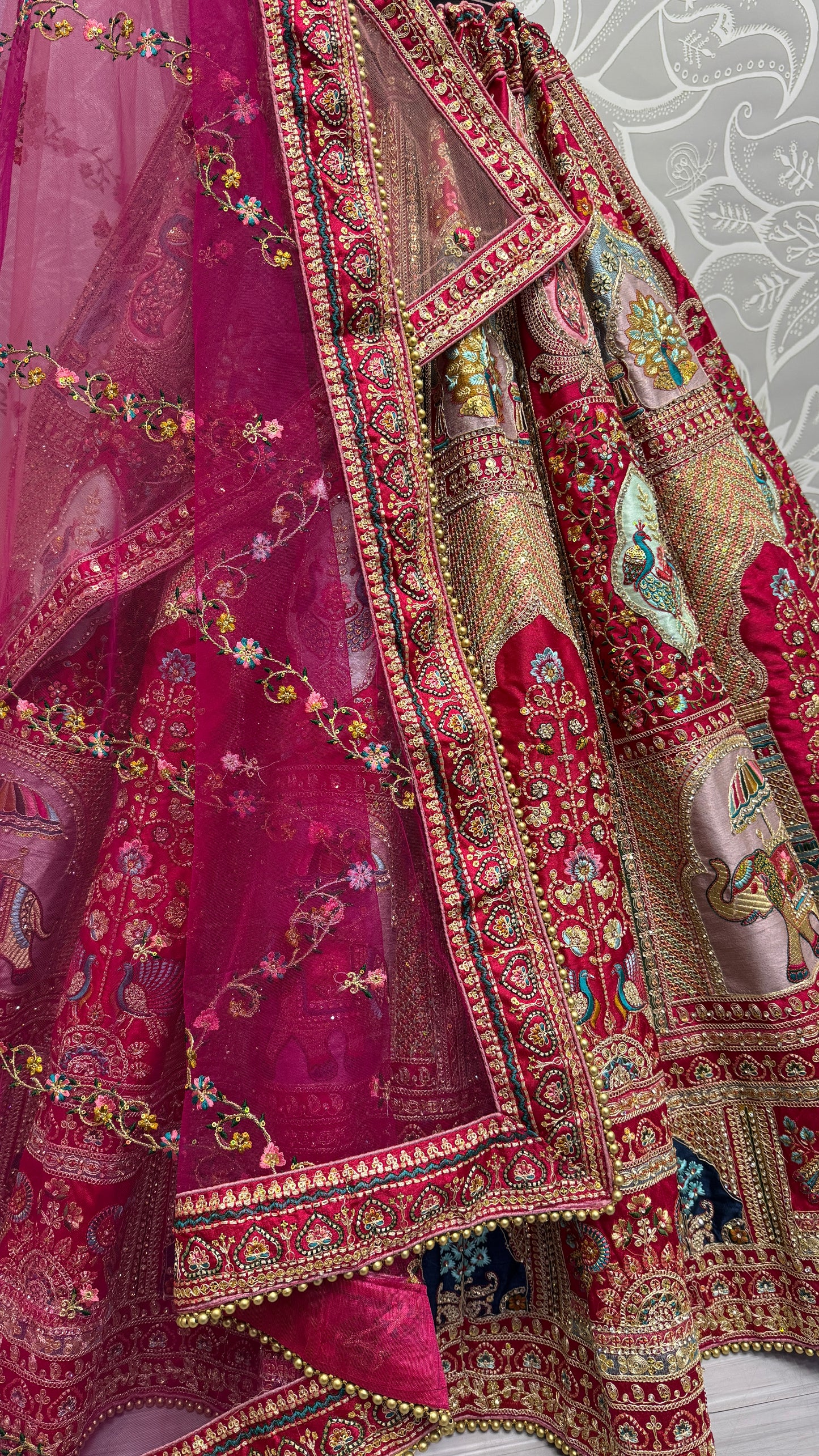 Grand Bridal Look – Silk Lehenga Choli with Codding Embroidery & Two Dupattas