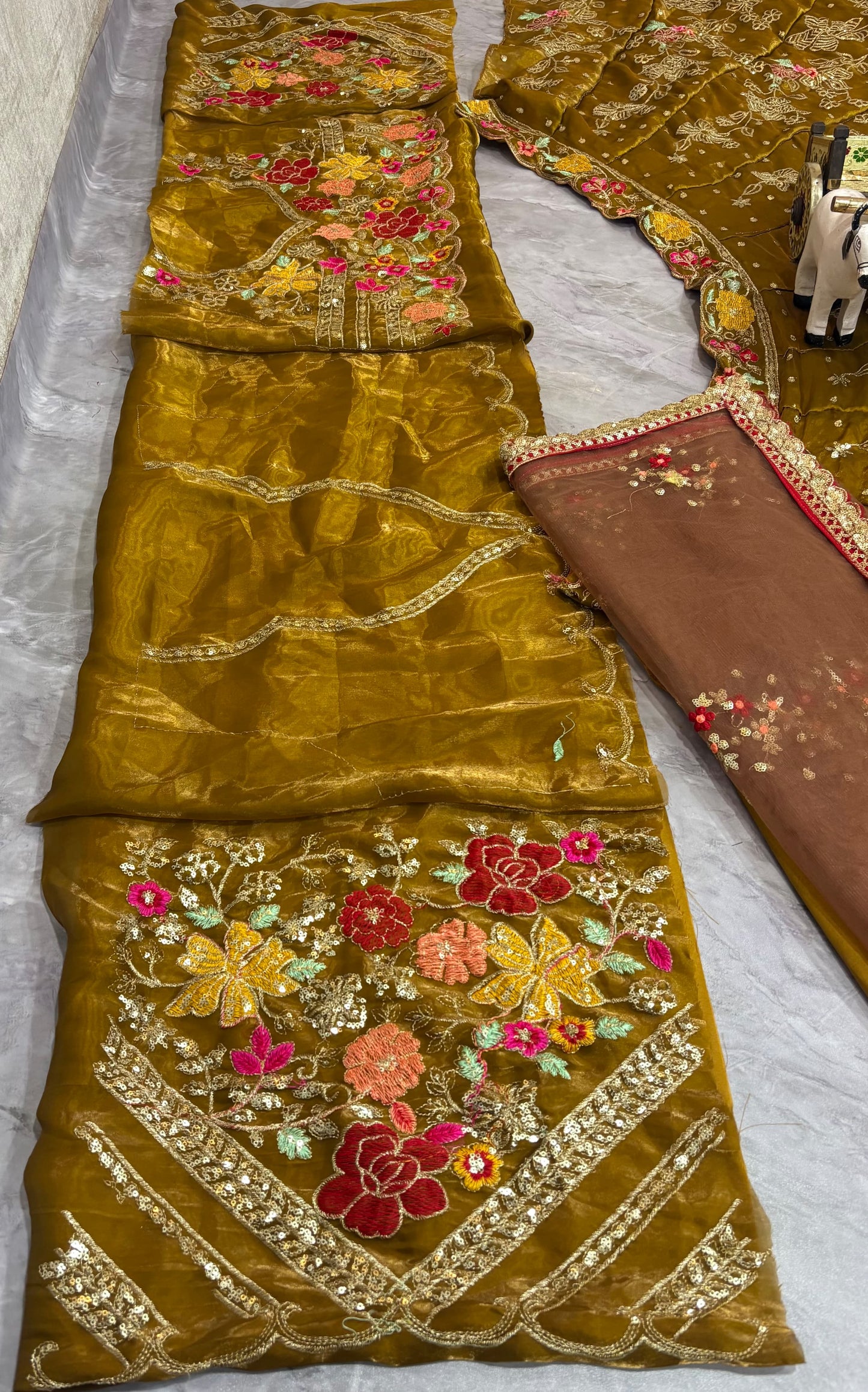 Mustard Color Jimmi Chu Silk Embroidered Lehenga Choli With Cancan