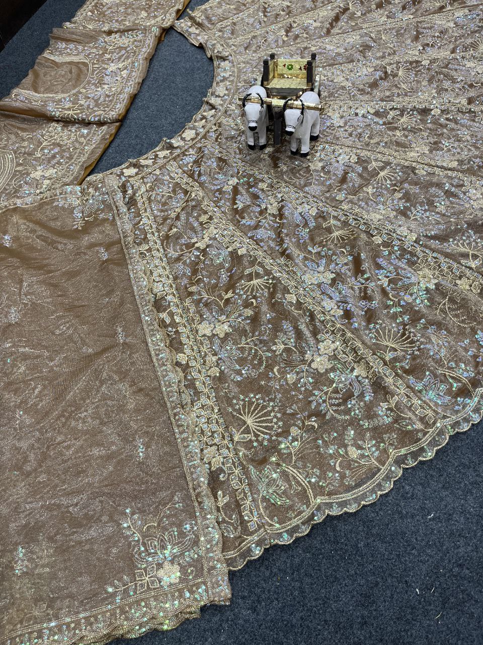 Coffee Color Shining Net Lehenga Choli