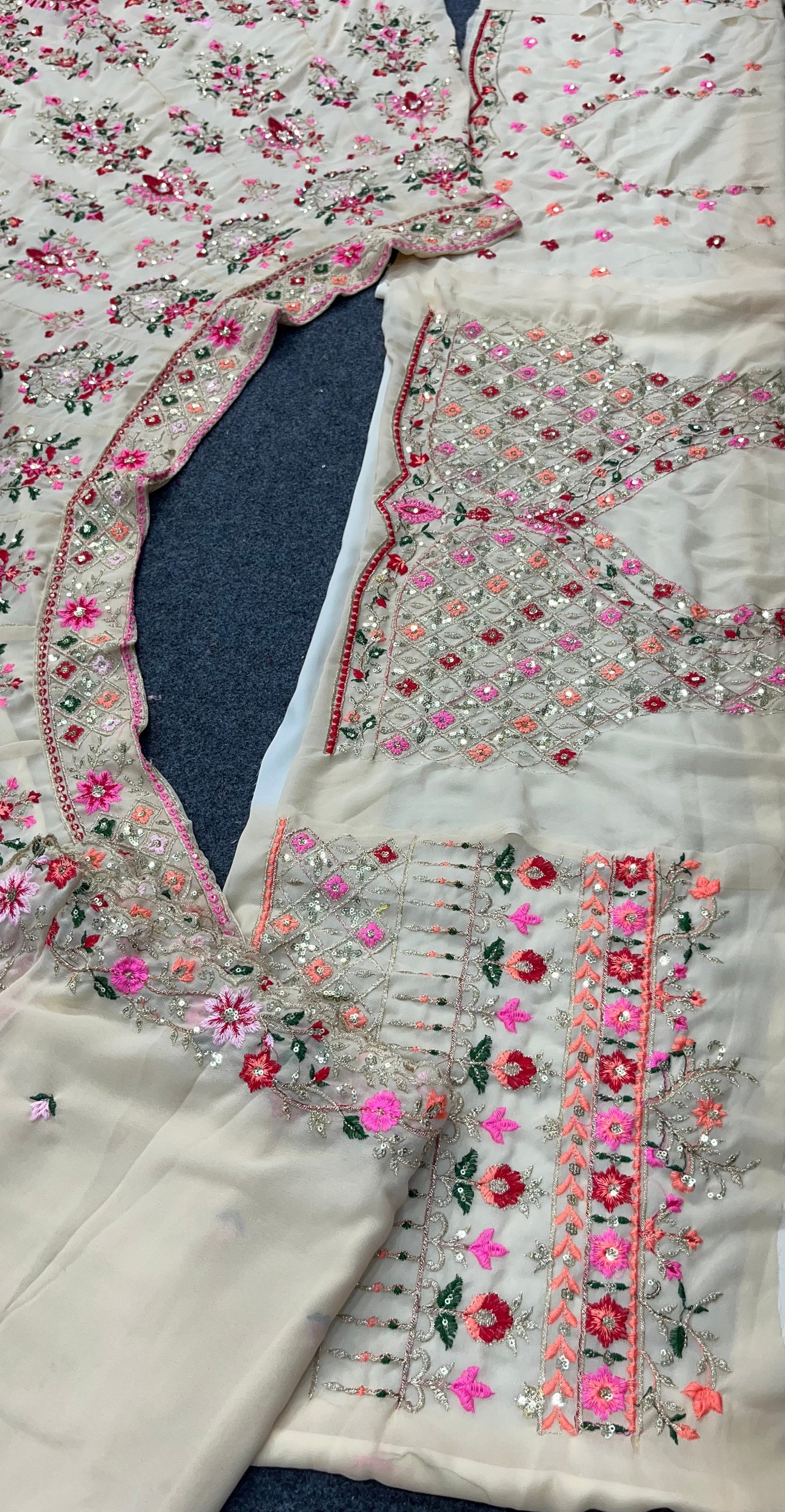 Cream Georgette Beautiful Thread Embroidered Lehenga Choli