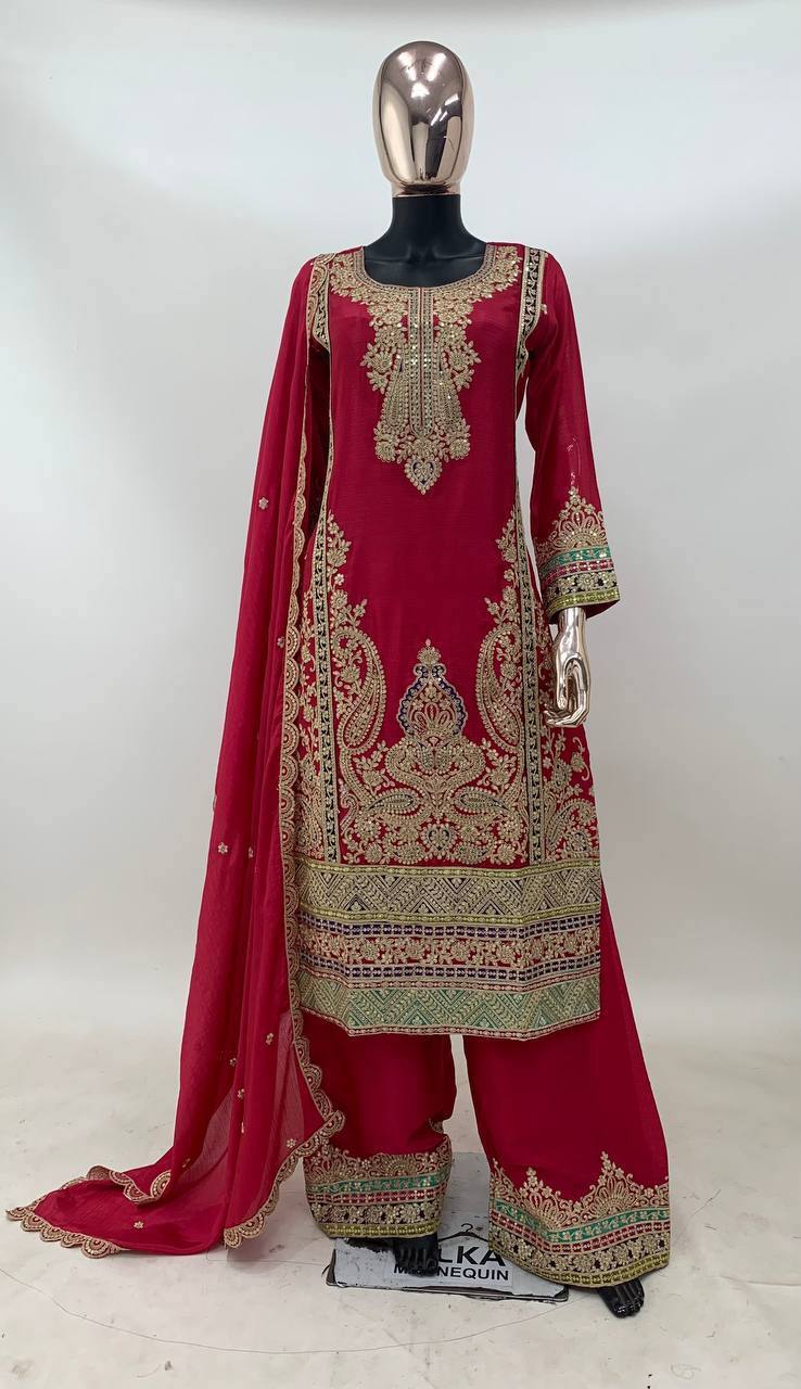 Pink Color Long Embroidered Ready to Wear Suit Design