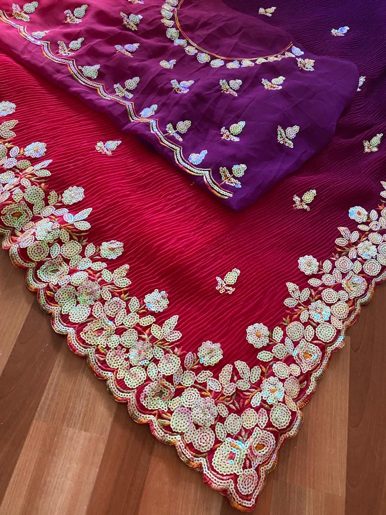 Wedding Wear Georgette Crush Work Saree