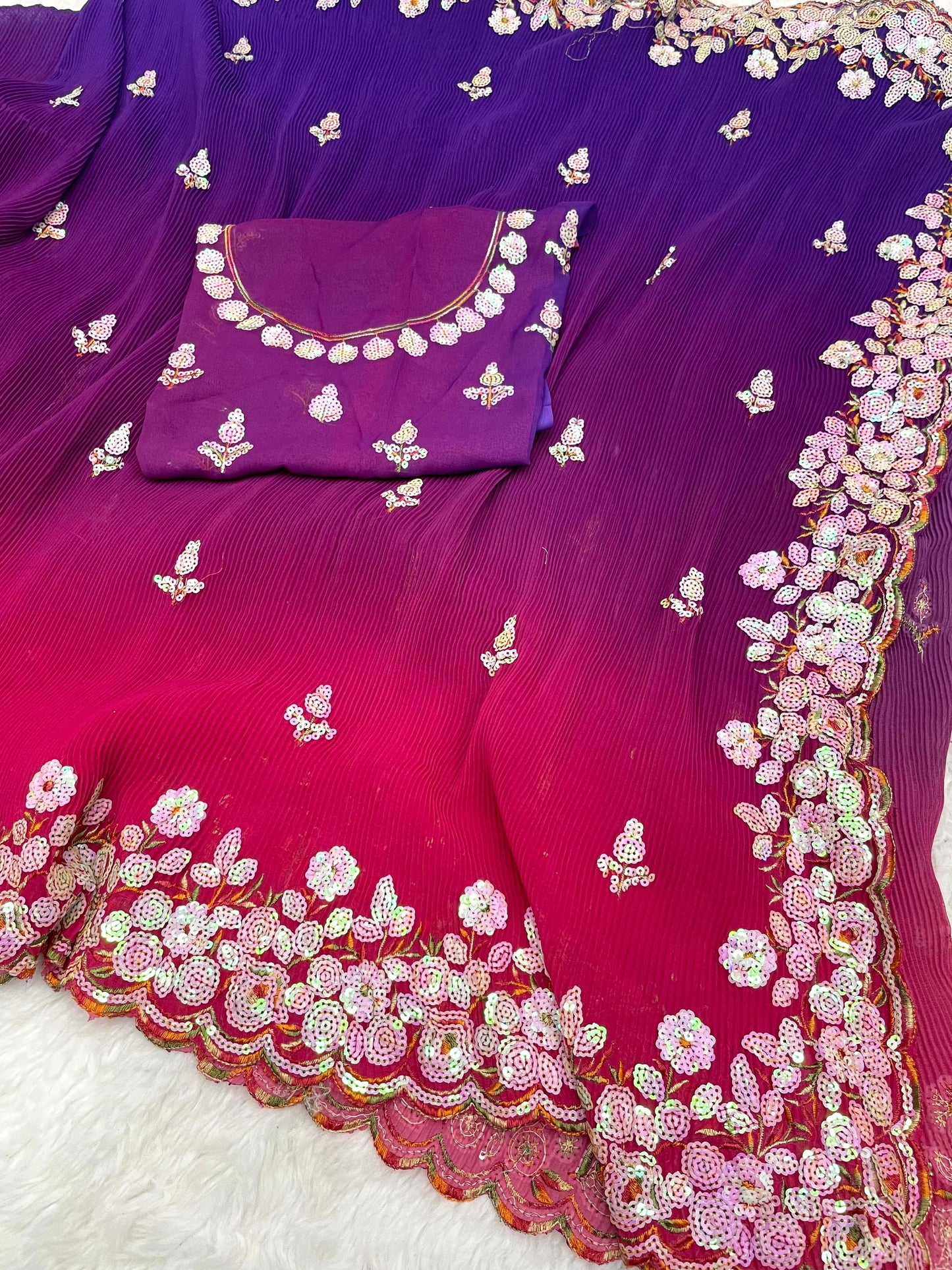 Wedding Wear Georgette Crush Work Saree