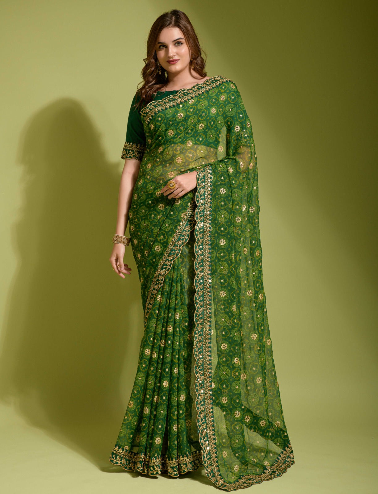 Designer Georgette Print Embroidered Saree Blouse