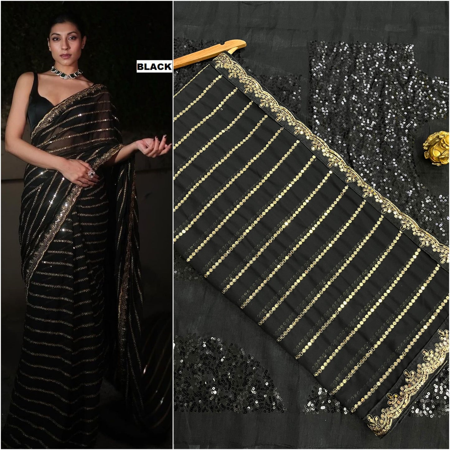 Function Wear Georgette Sequence Work Border Saree