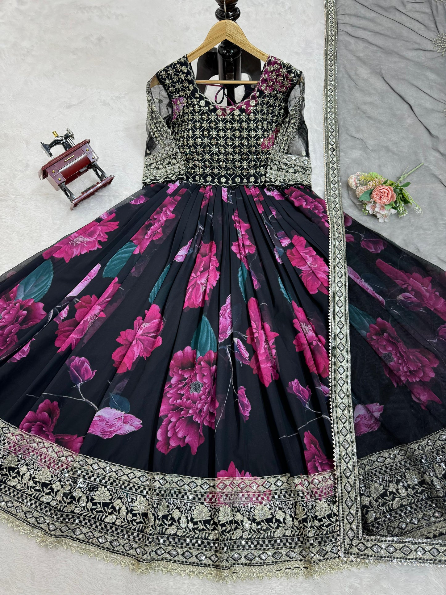 Party Wear Georgette Gown With Dupatta
