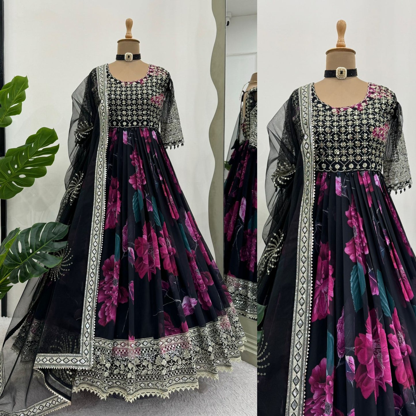 Party Wear Georgette Gown With Dupatta