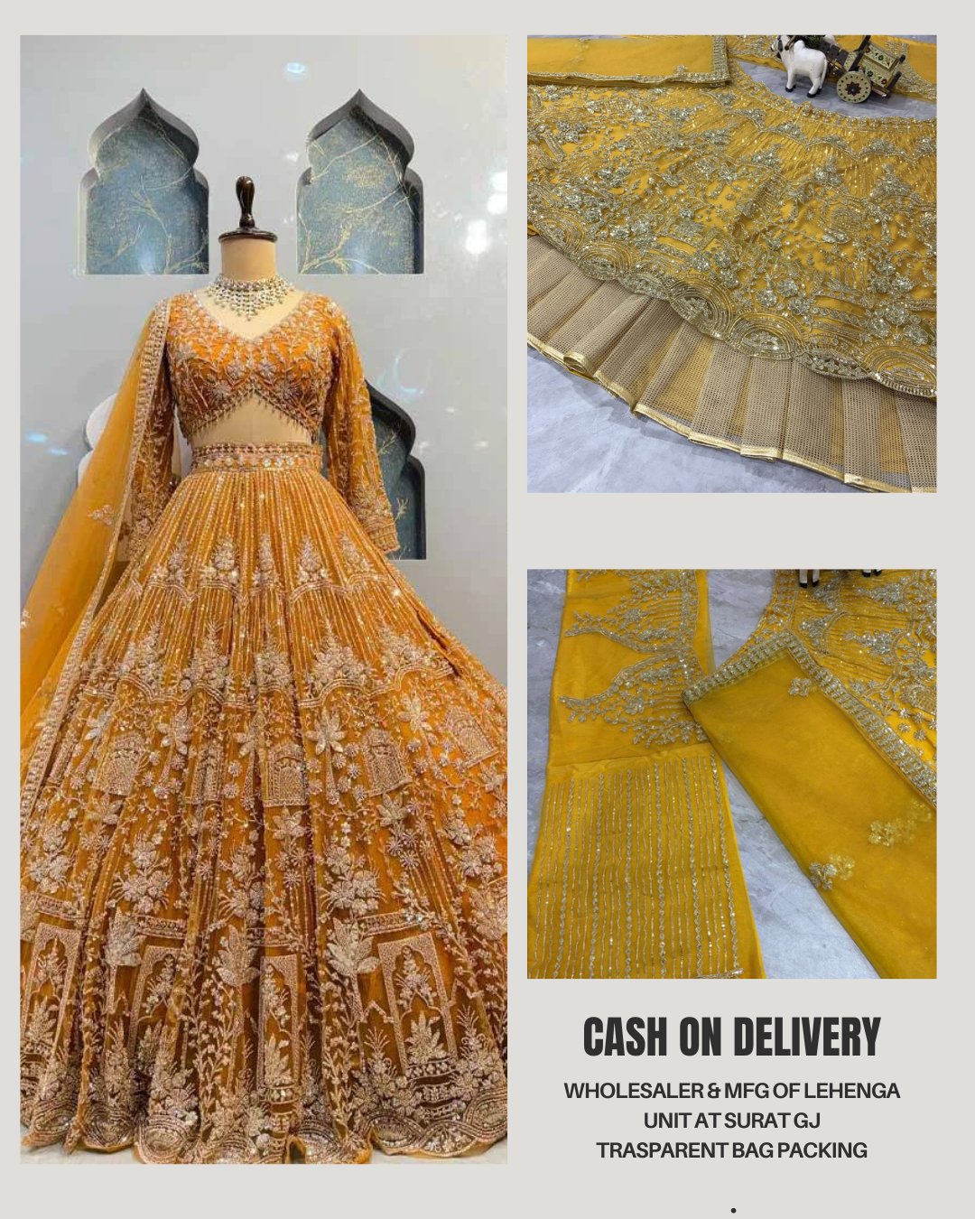 Wedding Wear Mustard Color Heavy Embroidered Lehenga Choli