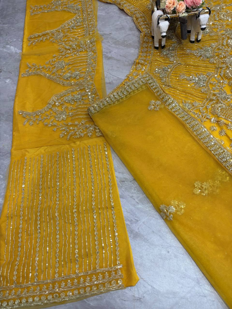 Wedding Wear Mustard Color Heavy Embroidered Lehenga Choli