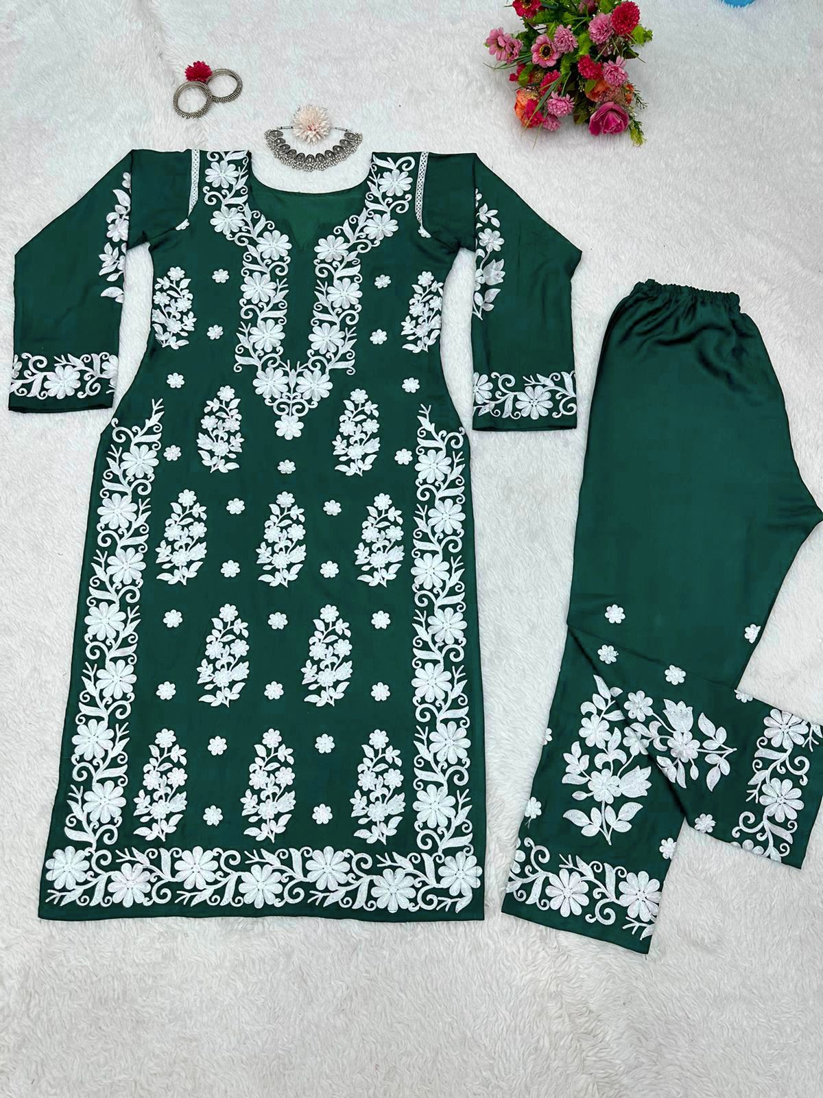 Amazing Thred Work Full Stiched Reyon Salwar Suit
