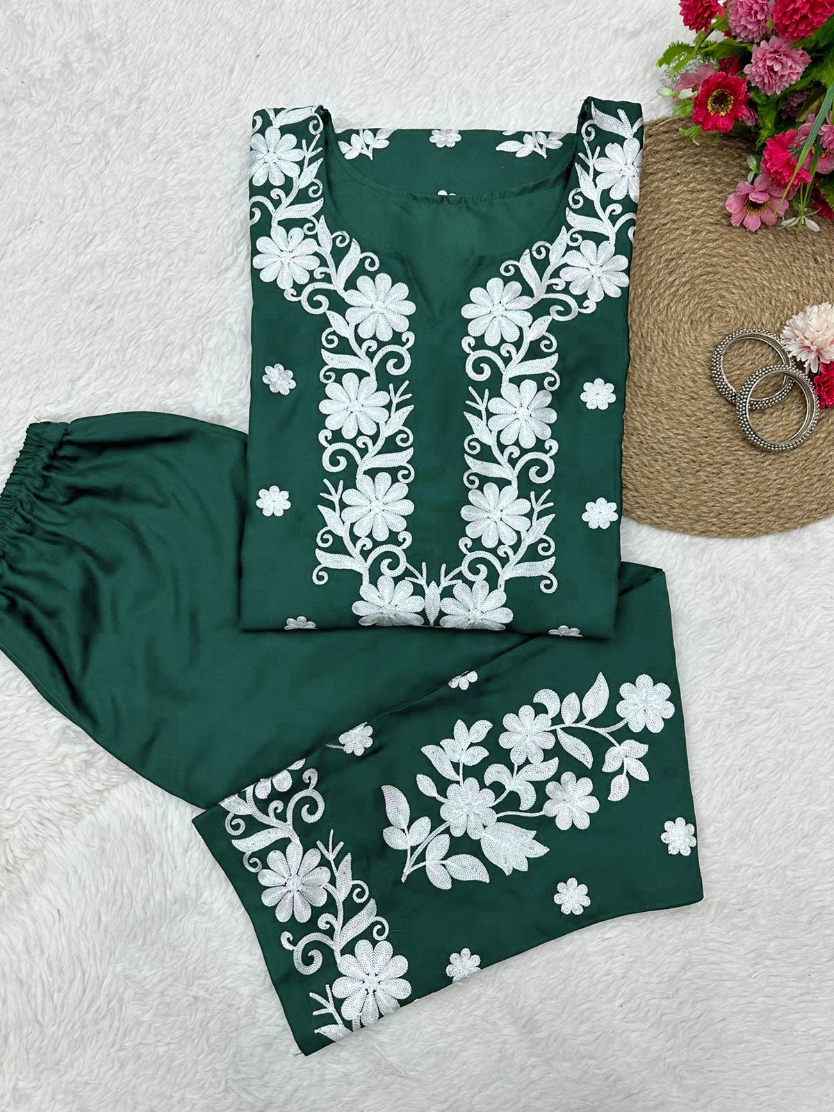 Amazing Thred Work Full Stiched Reyon Salwar Suit