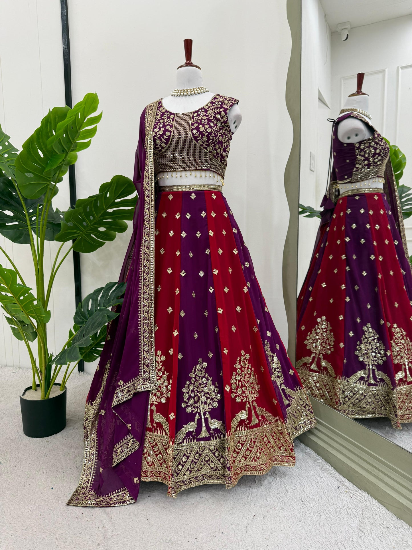Multi Kali Georgette Sequence Work Lehenga Choli