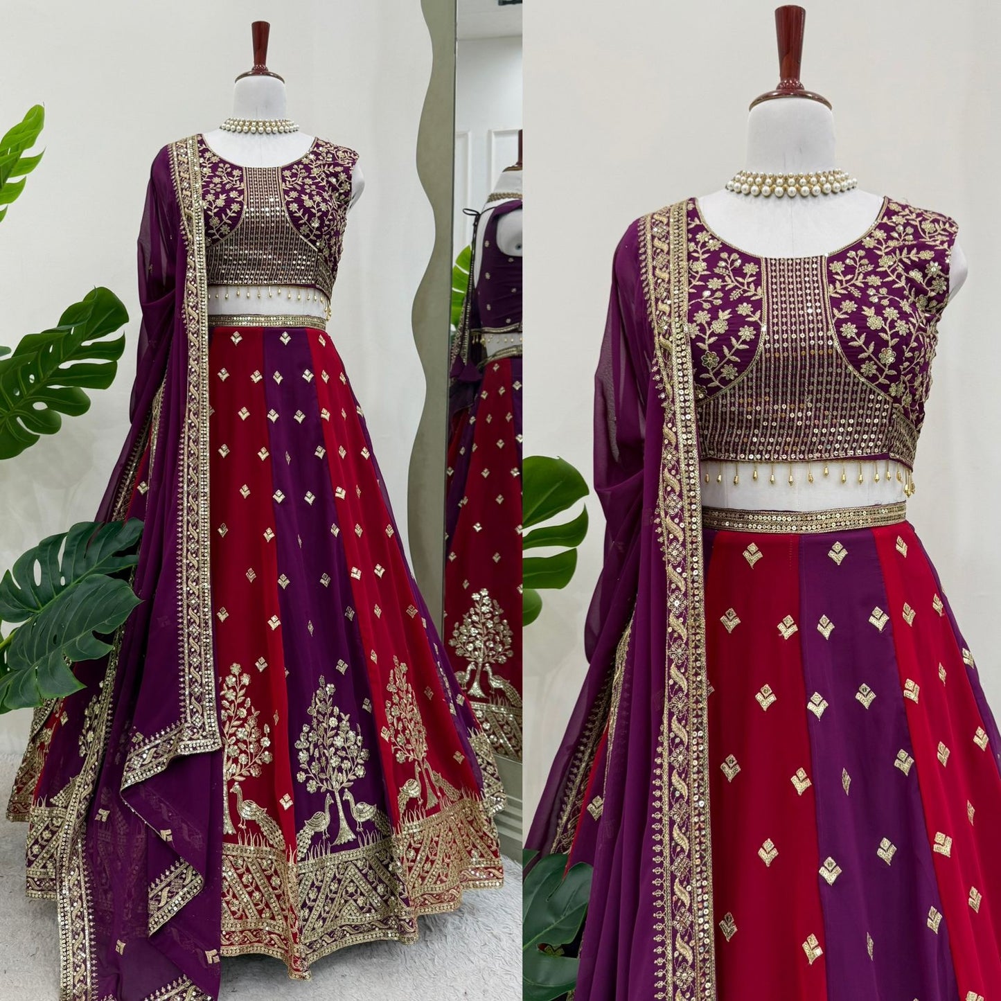 Multi Kali Georgette Sequence Work Lehenga Choli