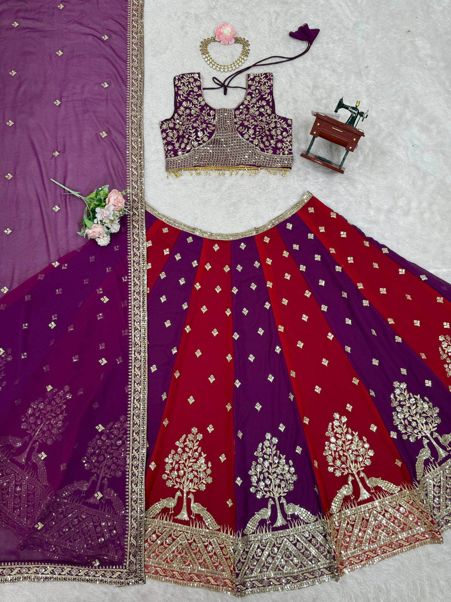 Multi Kali Georgette Sequence Work Lehenga Choli