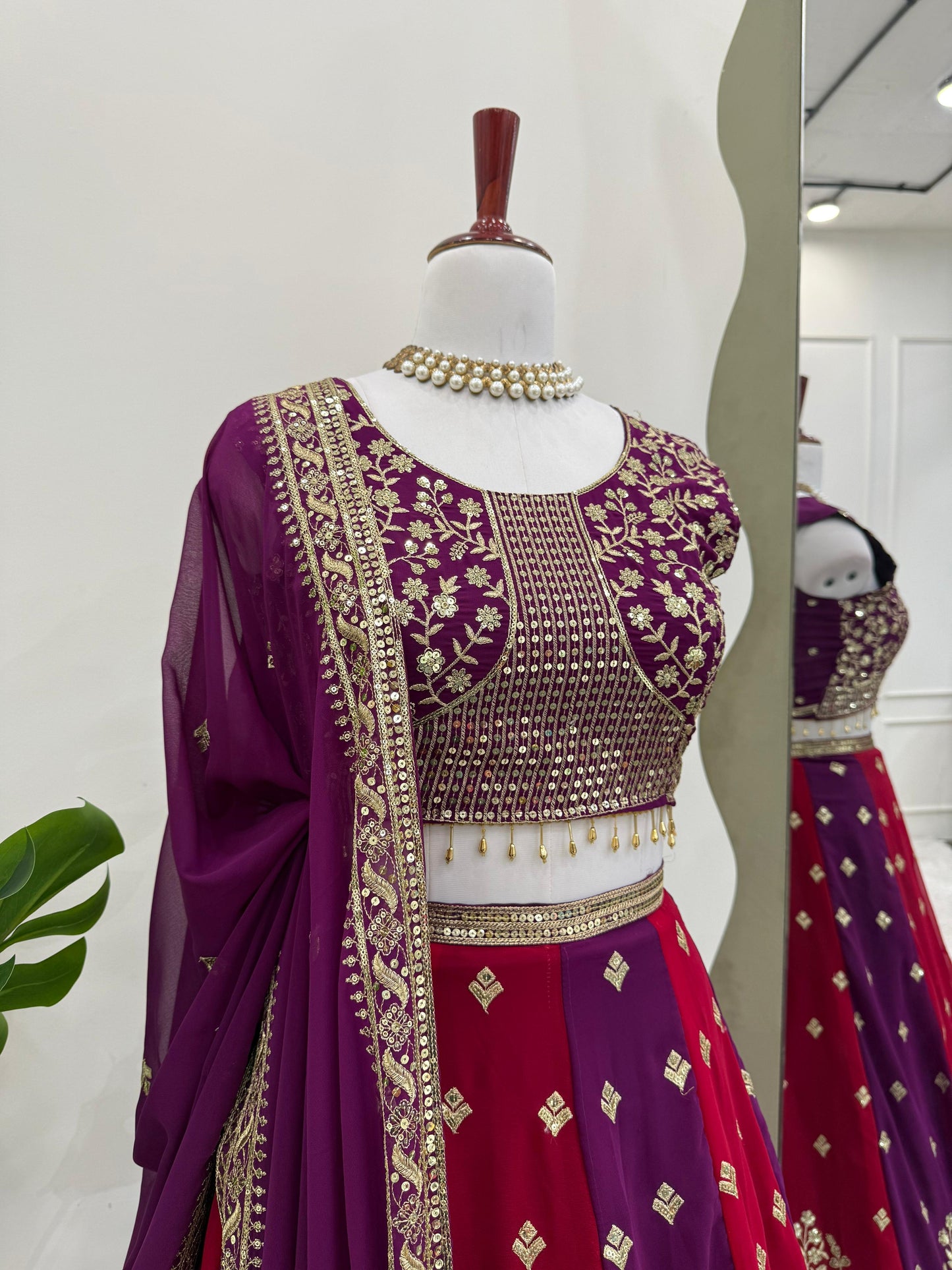 Multi Kali Georgette Sequence Work Lehenga Choli