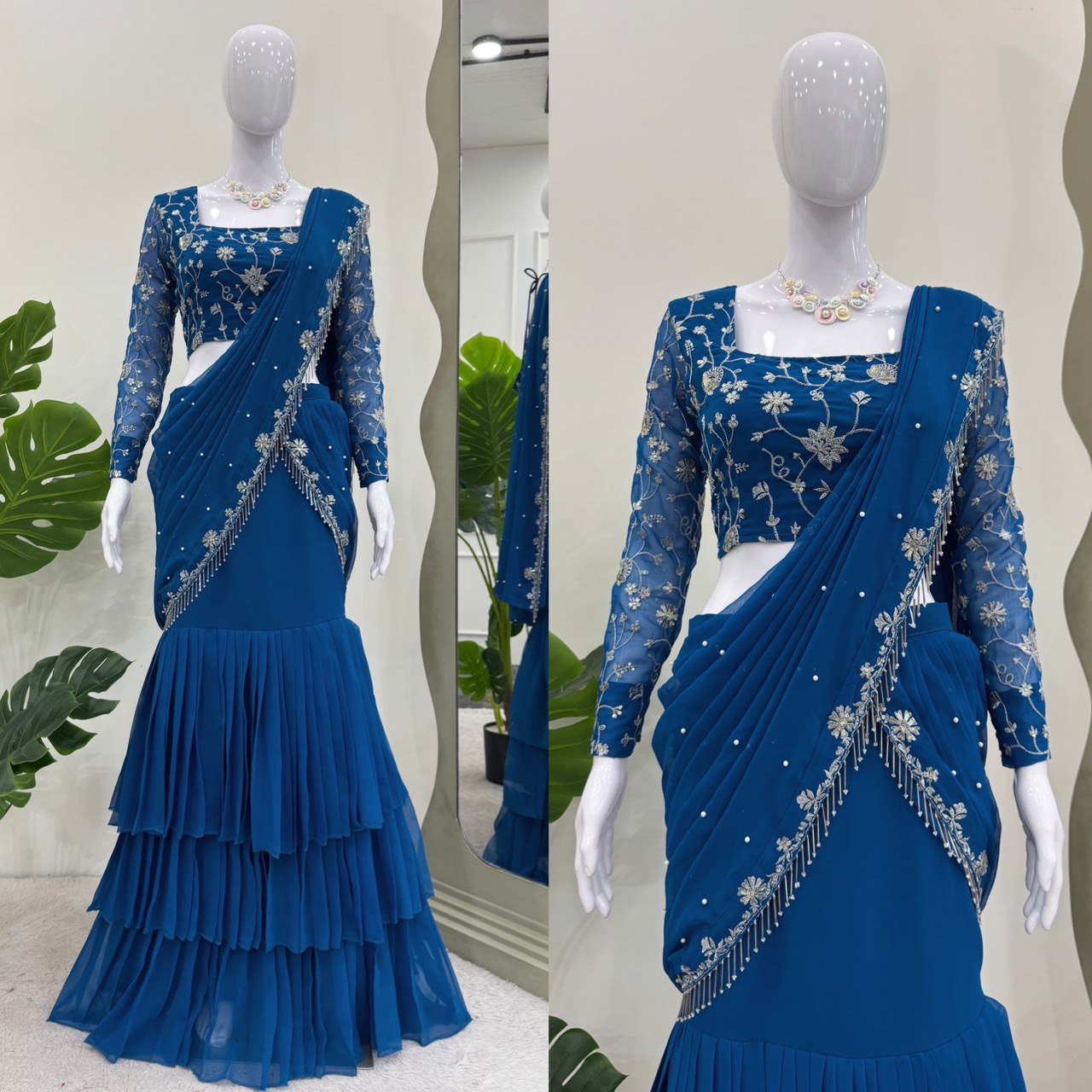 Reday to wear Georgette Sequence Work Lehengha saree