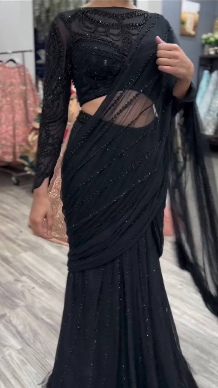 Party Wear Georgette Ruffle Style Lehenga Saree For Women