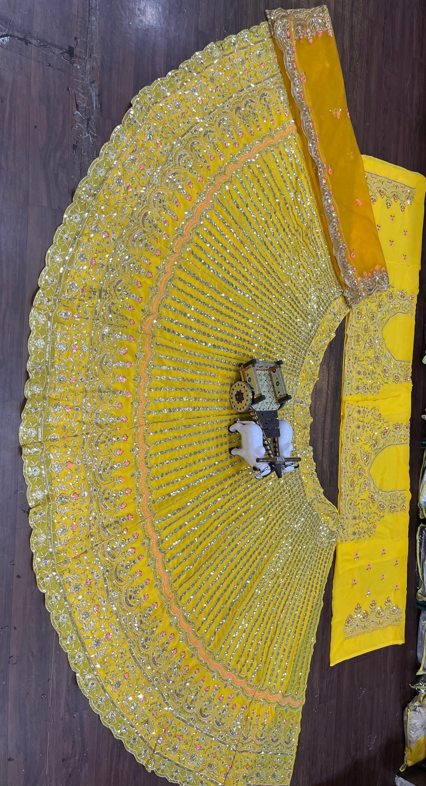 Lemon Yellow Georgette Sequece Work Haldi ~ Mehndi Lehenga Choli