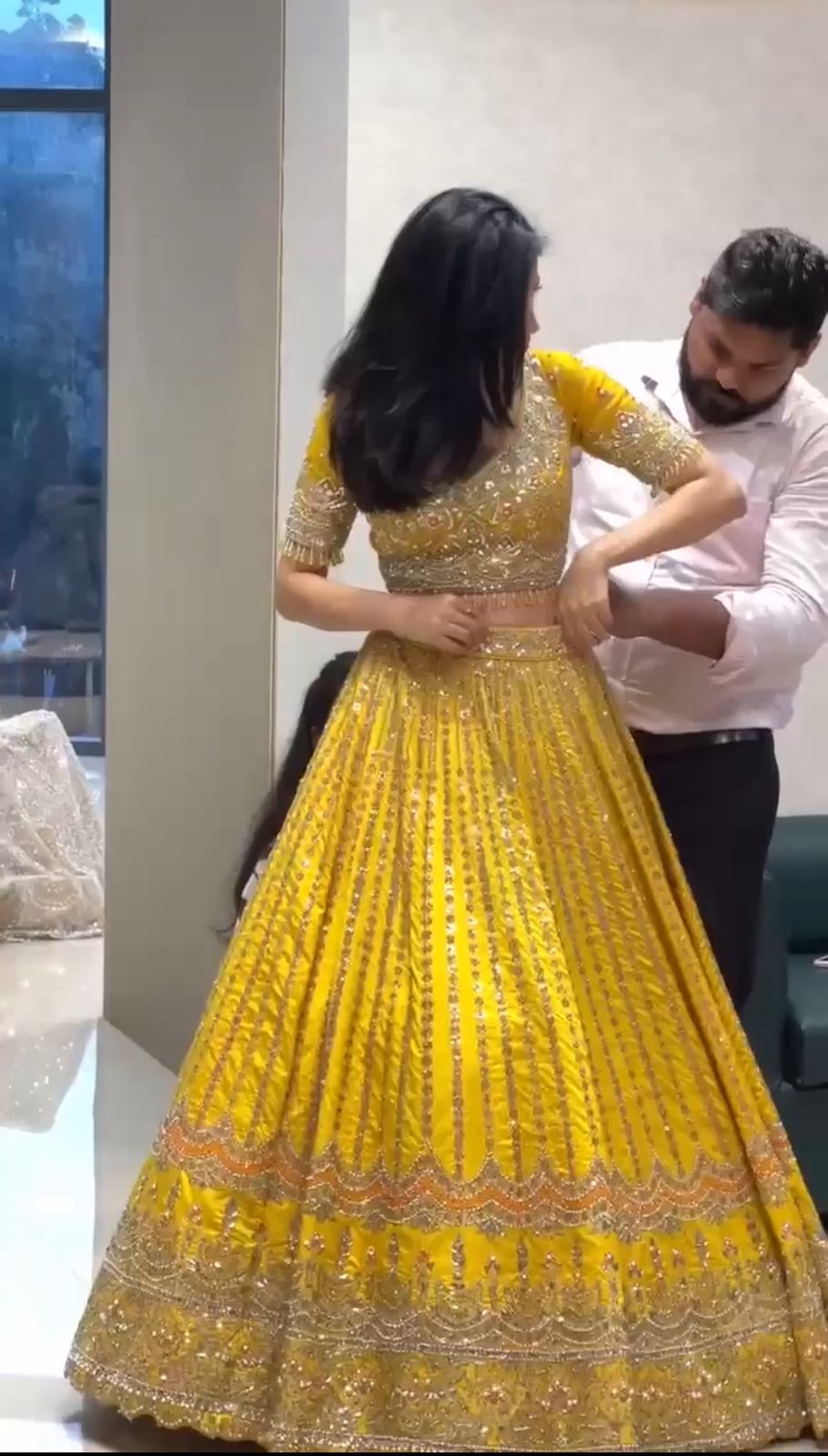 Lemon Yellow Georgette Sequece Work Haldi ~ Mehndi Lehenga Choli