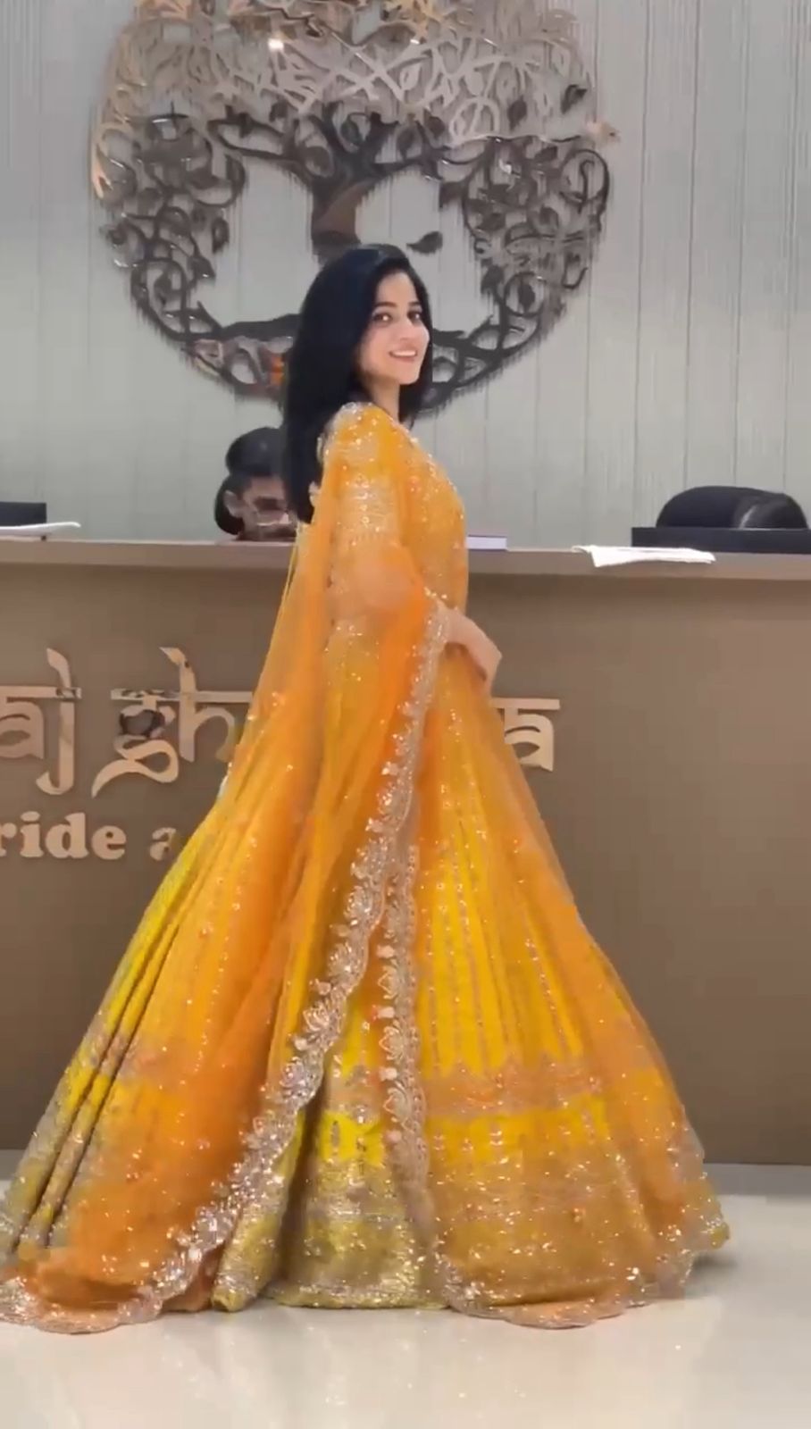 Lemon Yellow Georgette Sequece Work Haldi ~ Mehndi Lehenga Choli