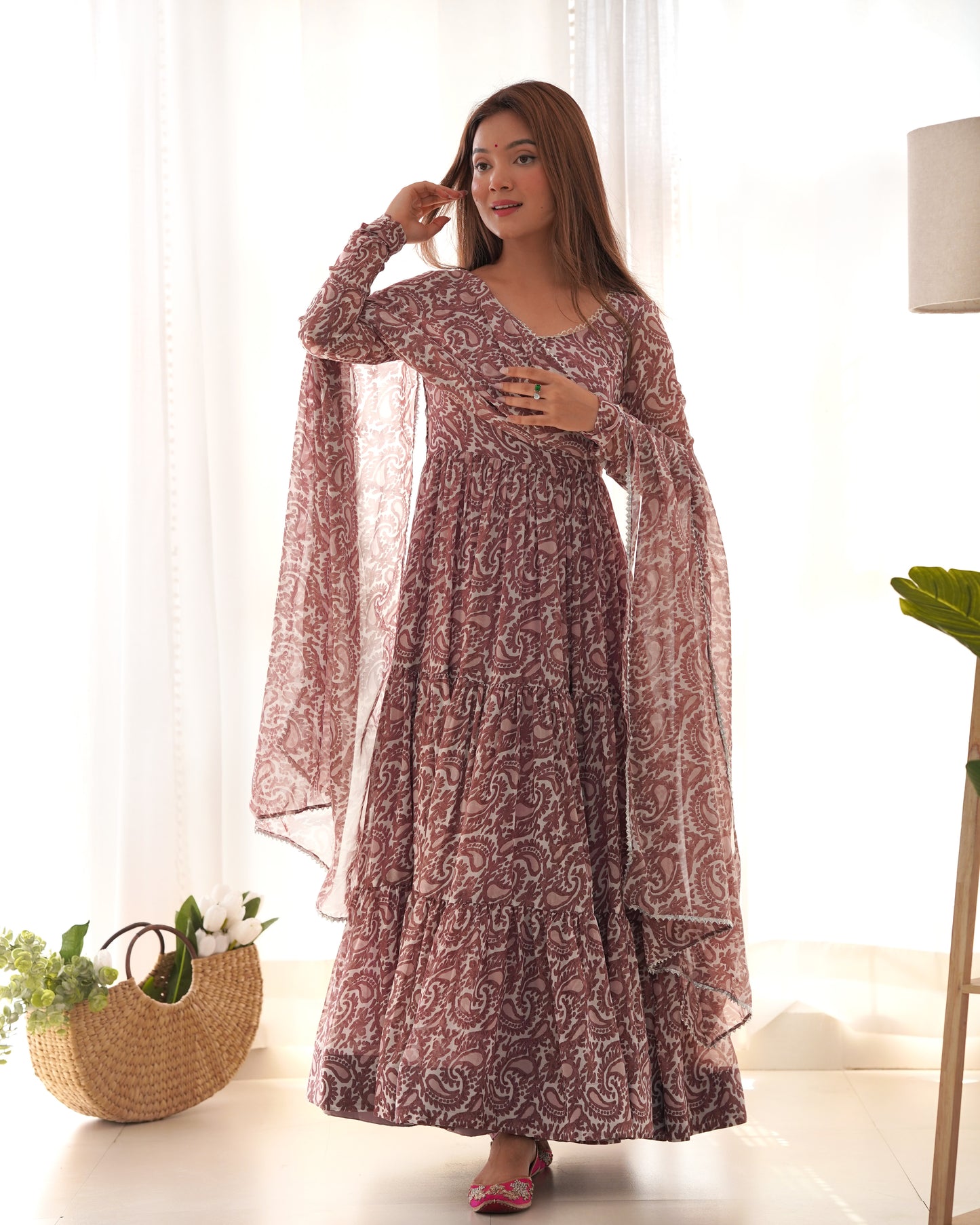 Long Anarkali Georgette Printed Fully Stitched Suit Set