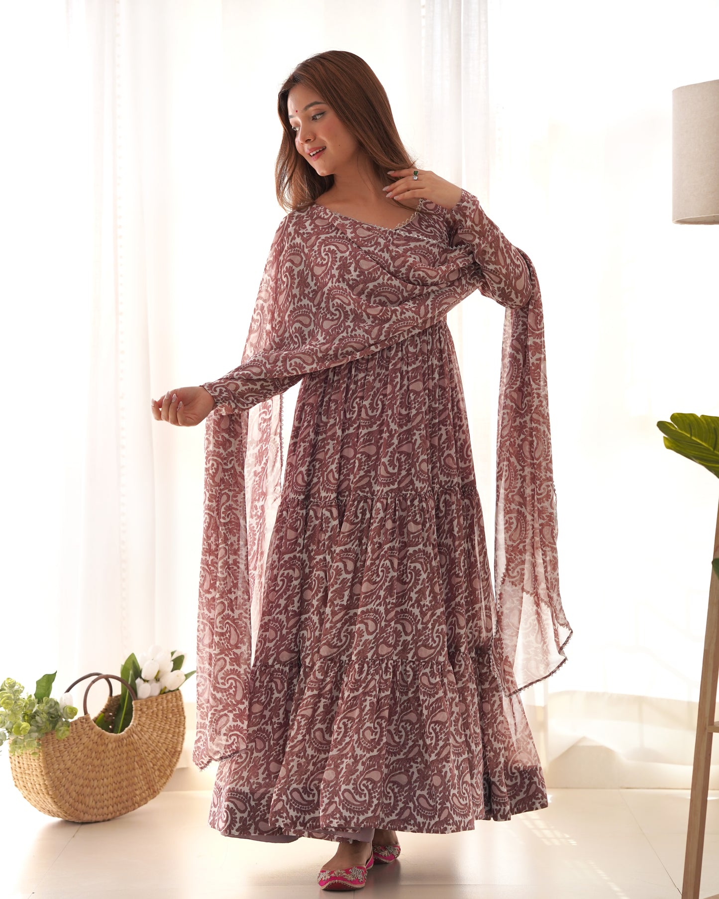 Long Anarkali Georgette Printed Fully Stitched Suit Set
