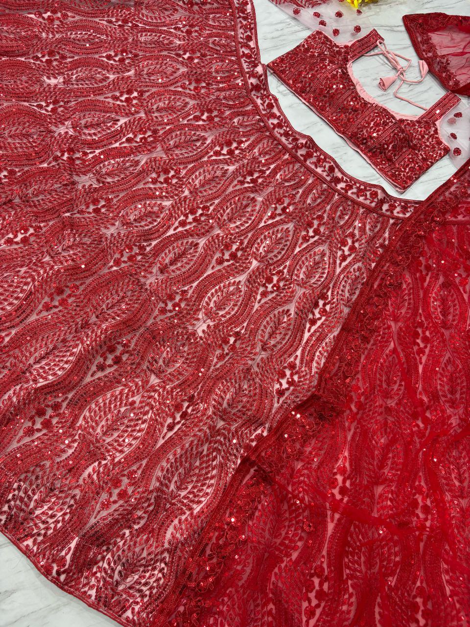 Maroon Coding Heavy Sequence Work Lehenga Choli