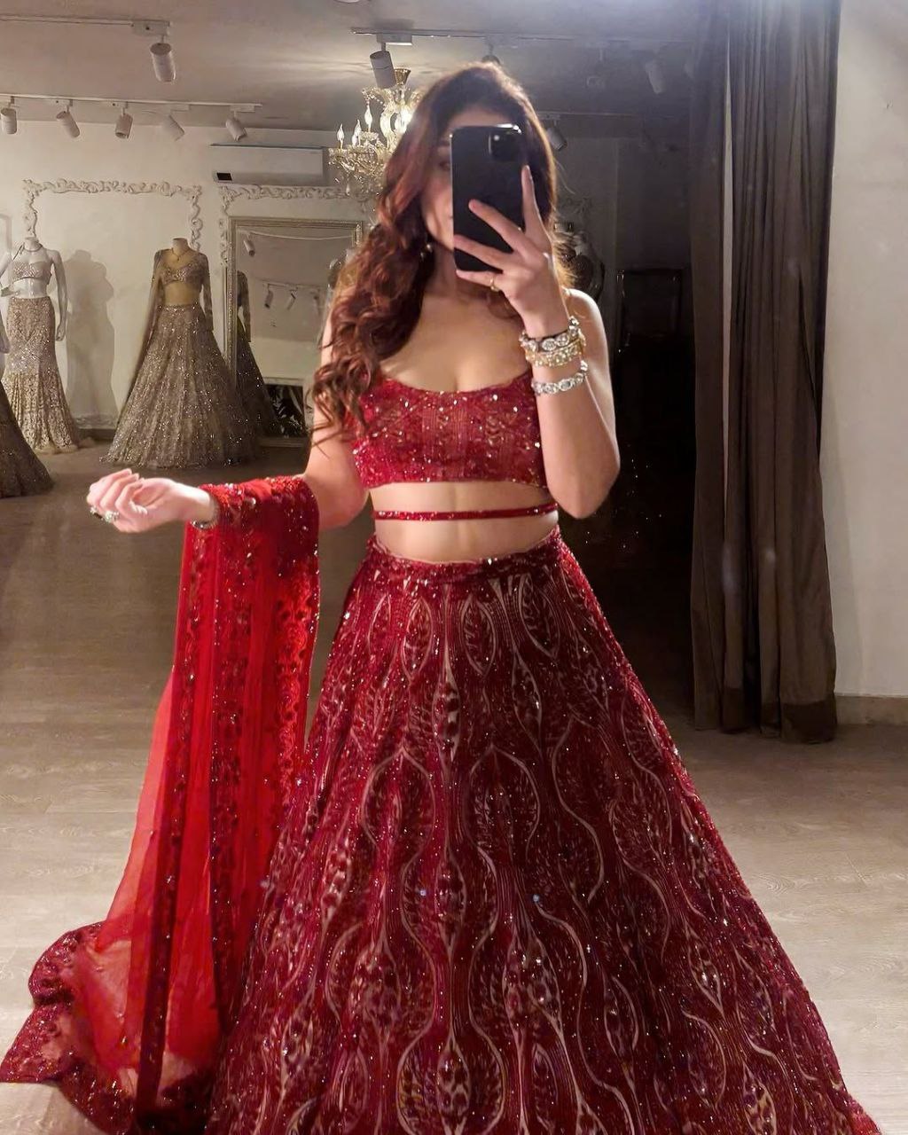 Maroon Coding Heavy Sequence Work Lehenga Choli