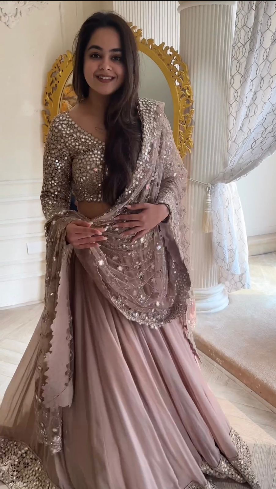 Glorious Peach Color Soft Net Embroidered Lehenga Choli For Women