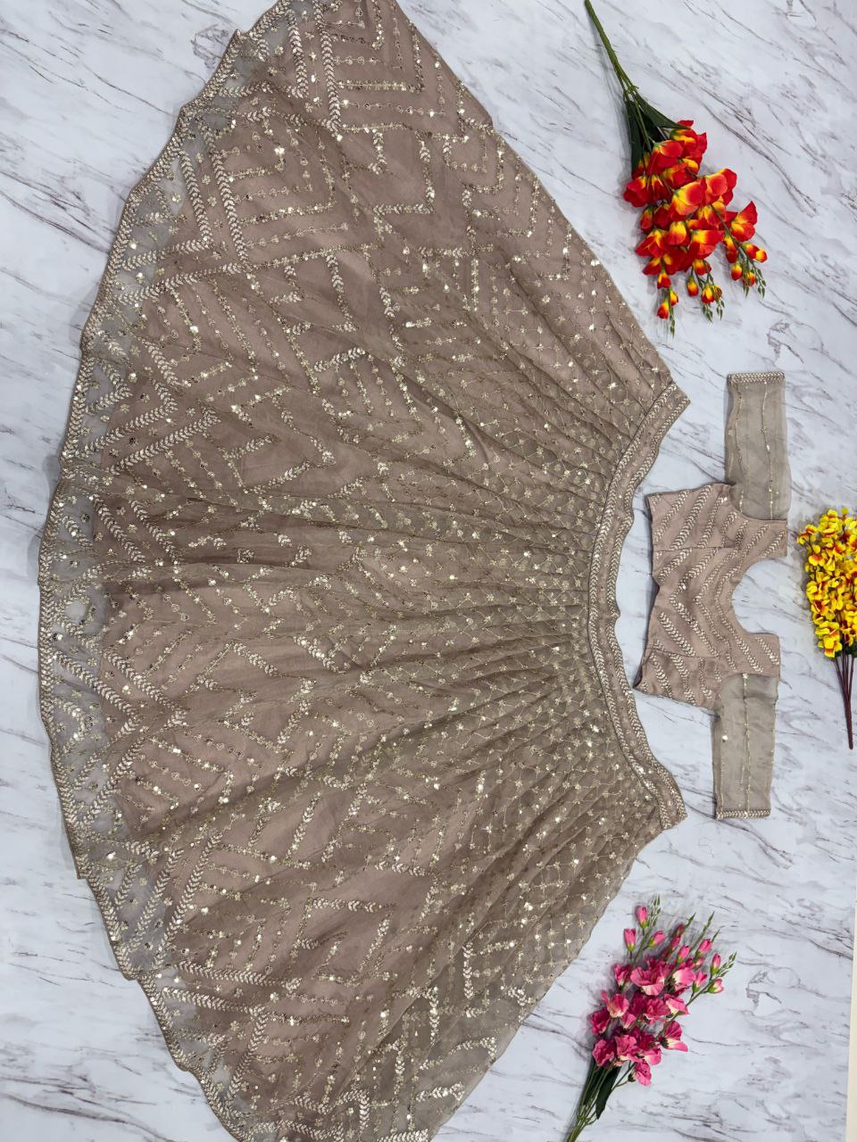 Wedding Wear Organza Silk Thread Embroidered Work Lehenga Choli